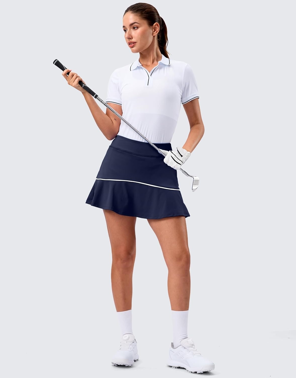 image:imageSANTINY Tennis Skirts for Women Pleated Athletic Skirt with 2 Pockets Stretchy Shorts Causal Pickleball Golf SkortNavy