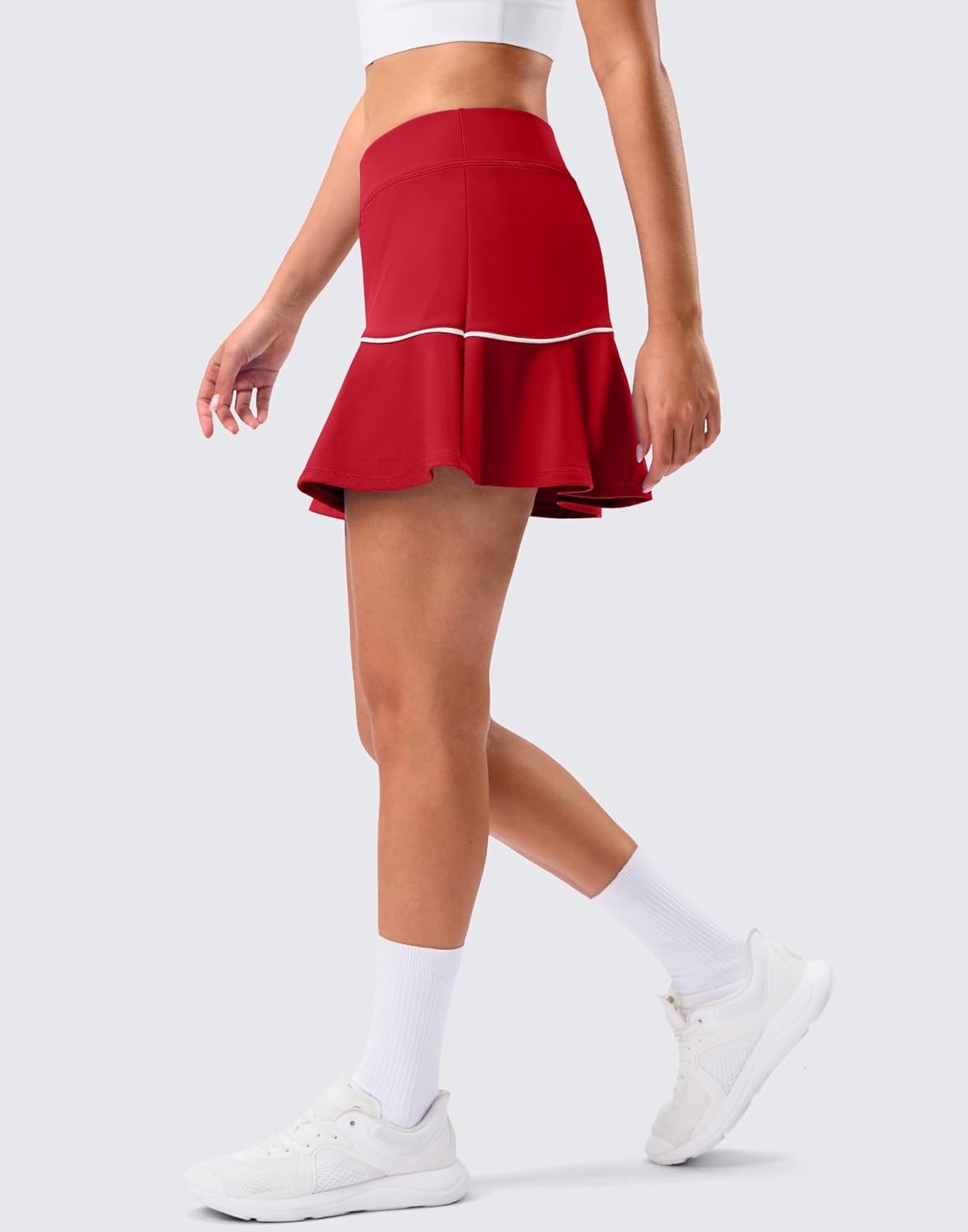 image:imageSANTINY Tennis Skirts for Women Pleated Athletic Skirt with 2 Pockets Stretchy Shorts Causal Pickleball Golf SkortRed