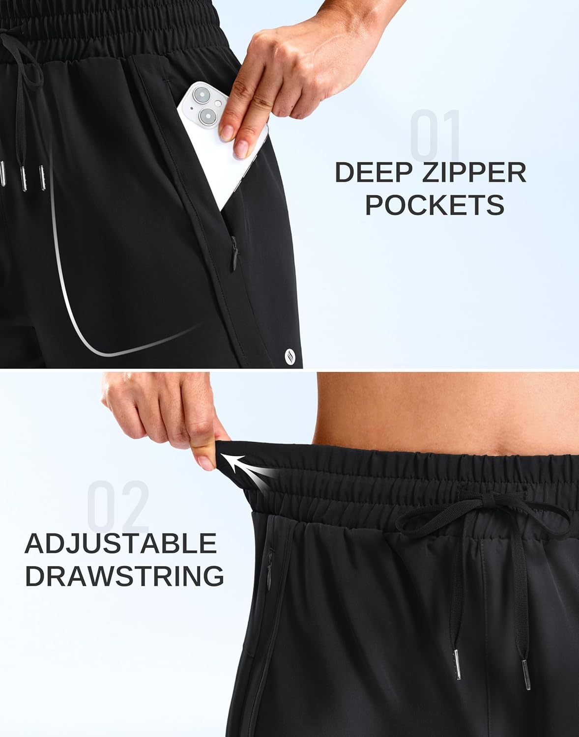 image:imageSANTINY Womens 5 Running Shorts with 2 Zipper Pockets Lightweight Quick Dry Gym Workout Athletic Shorts for WomenBlack