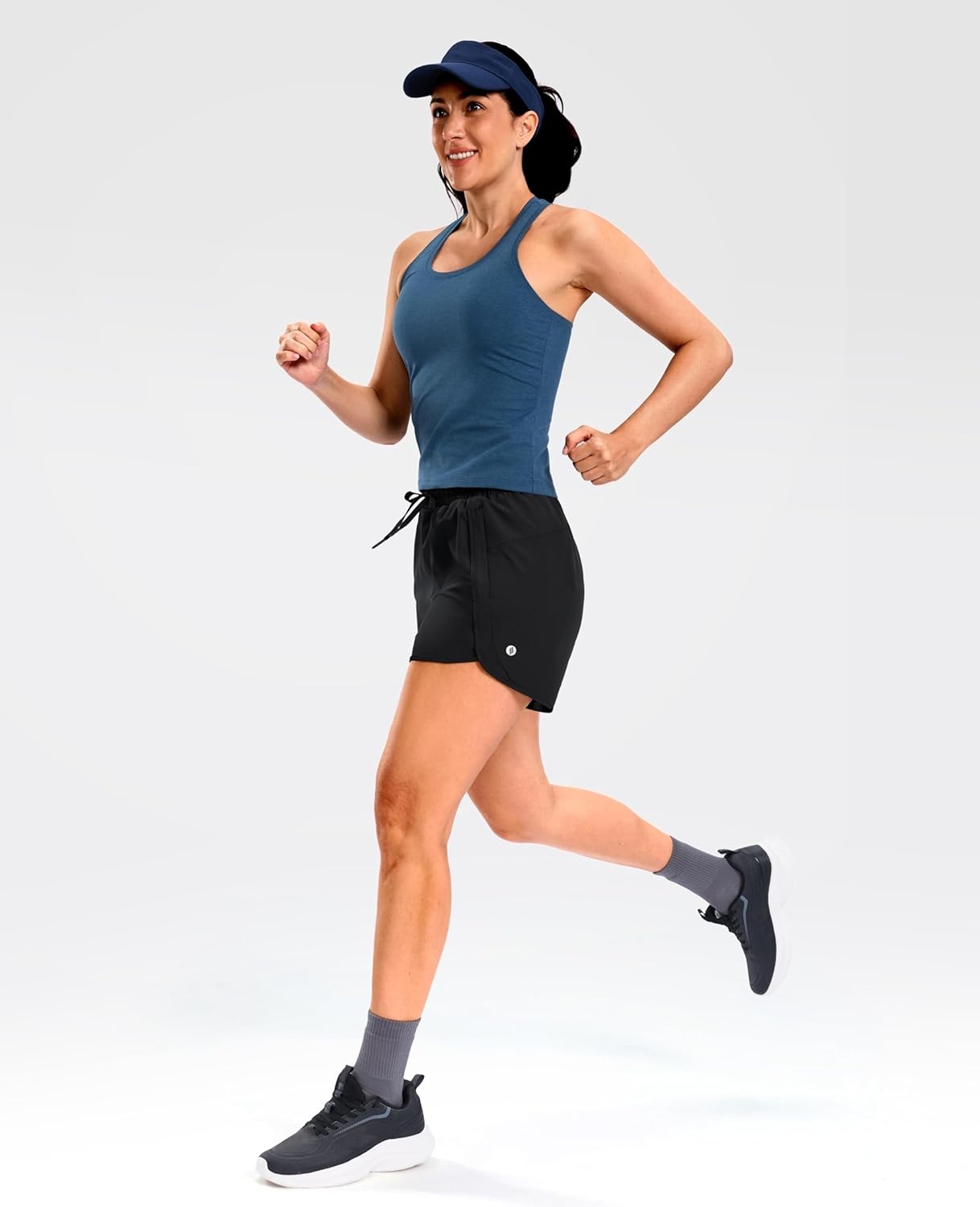 image:imageSANTINY Womens 5 Running Shorts with 2 Zipper Pockets Lightweight Quick Dry Gym Workout Athletic Shorts for WomenBlack