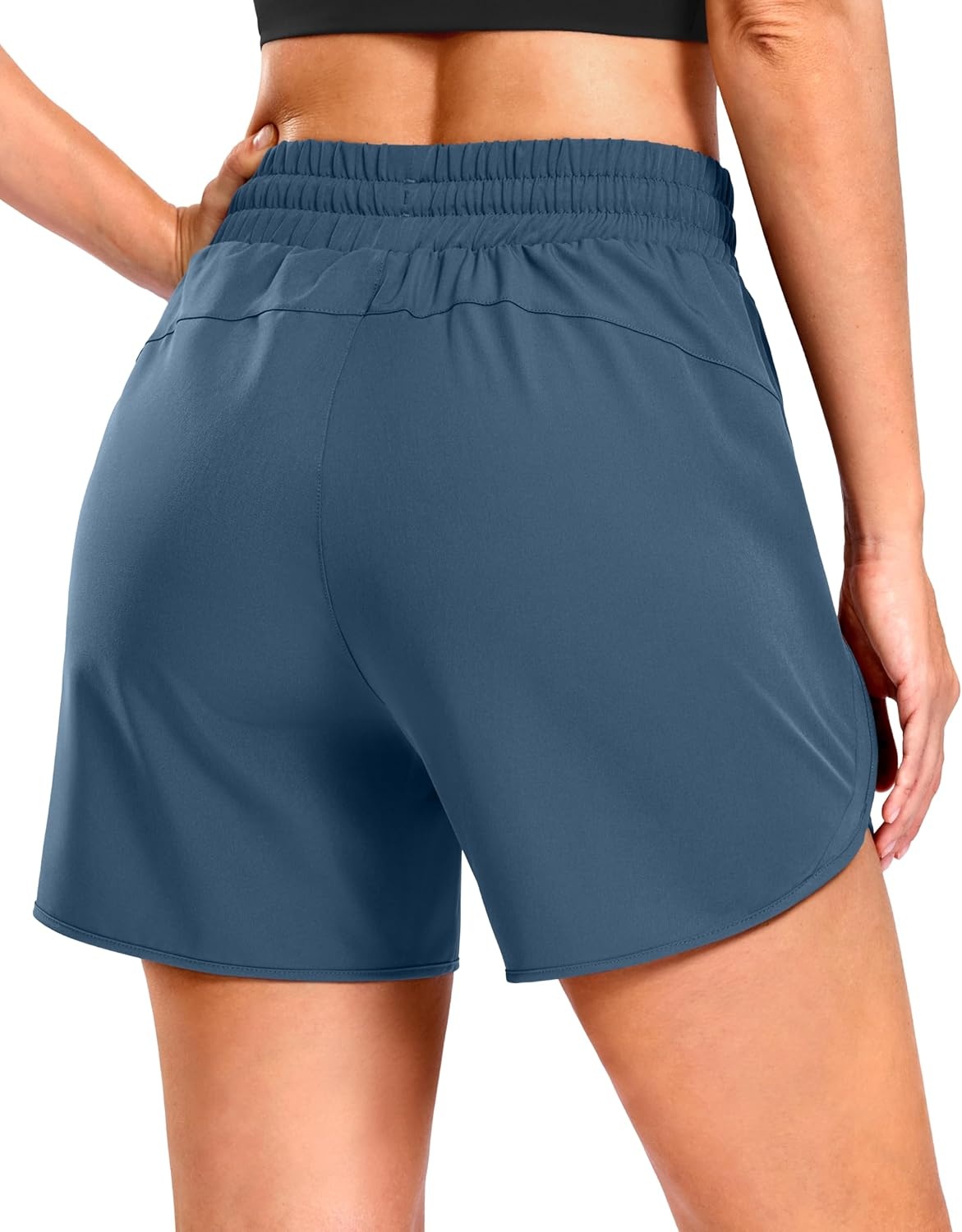 image:imageSANTINY Womens 5 Running Shorts with 2 Zipper Pockets Lightweight Quick Dry Gym Workout Athletic Shorts for WomenBlue