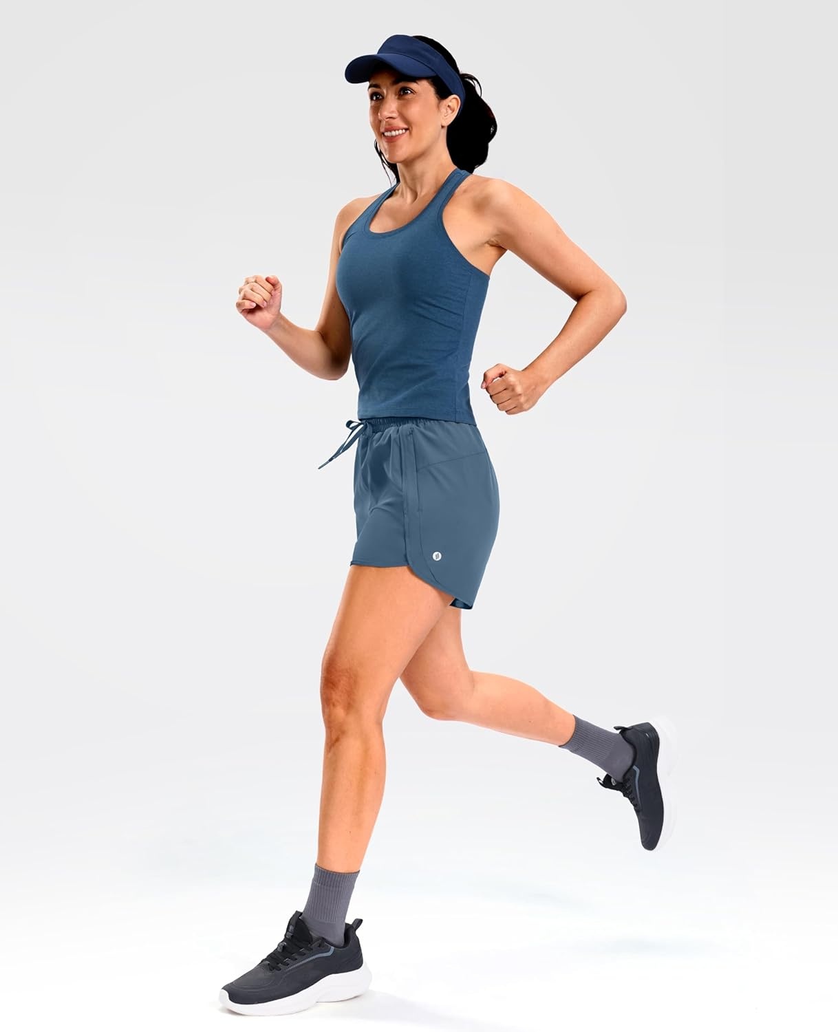 image:imageSANTINY Womens 5 Running Shorts with 2 Zipper Pockets Lightweight Quick Dry Gym Workout Athletic Shorts for WomenBlue