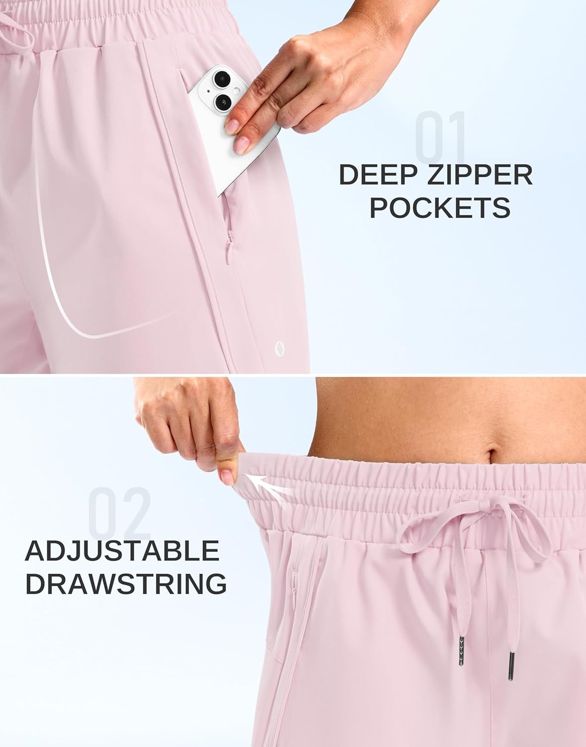 image:imageSANTINY Womens 5 Running Shorts with 2 Zipper Pockets Lightweight Quick Dry Gym Workout Athletic Shorts for WomenLight Pink