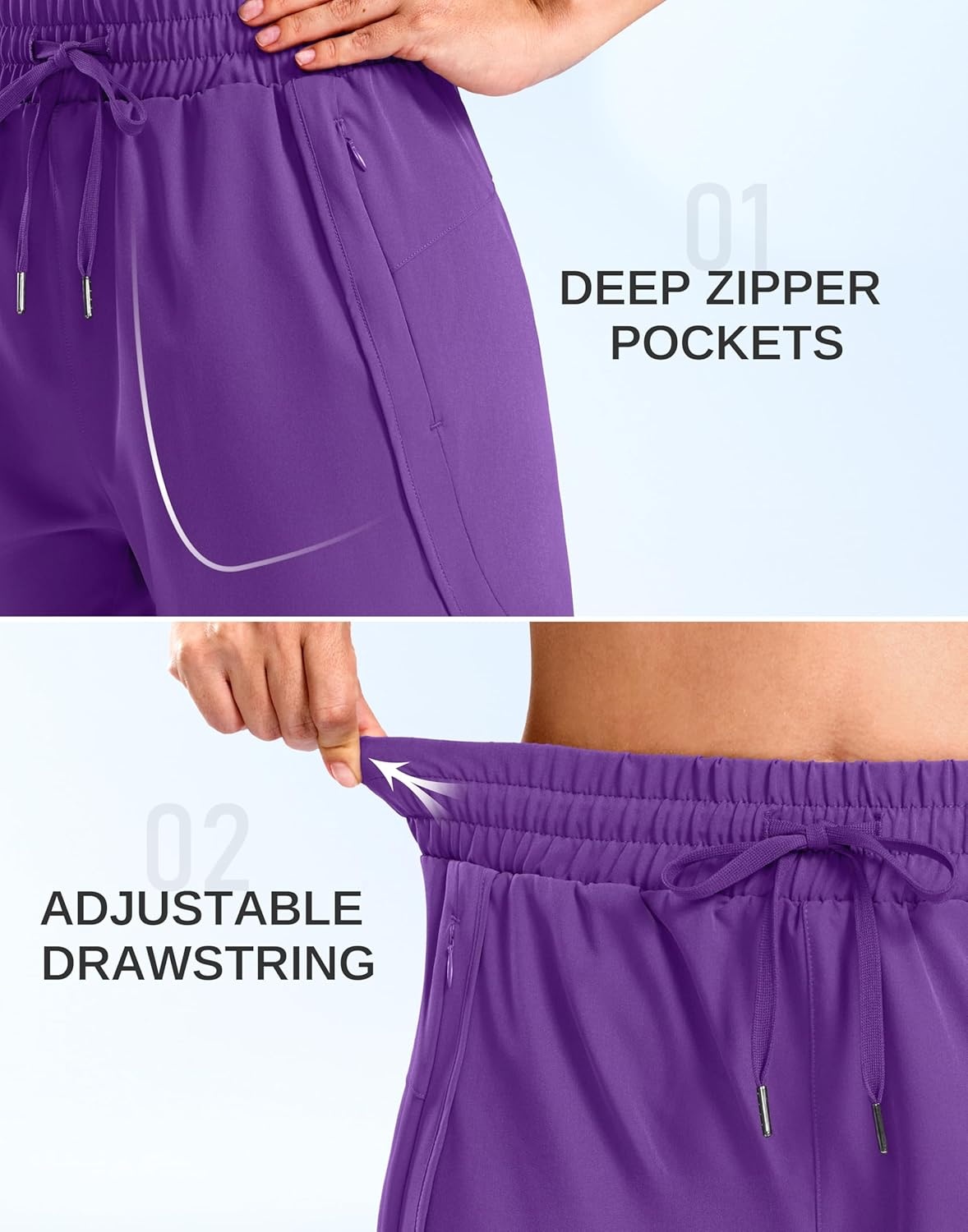 image:imageSANTINY Womens 5 Running Shorts with 2 Zipper Pockets Lightweight Quick Dry Gym Workout Athletic Shorts for WomenPurple