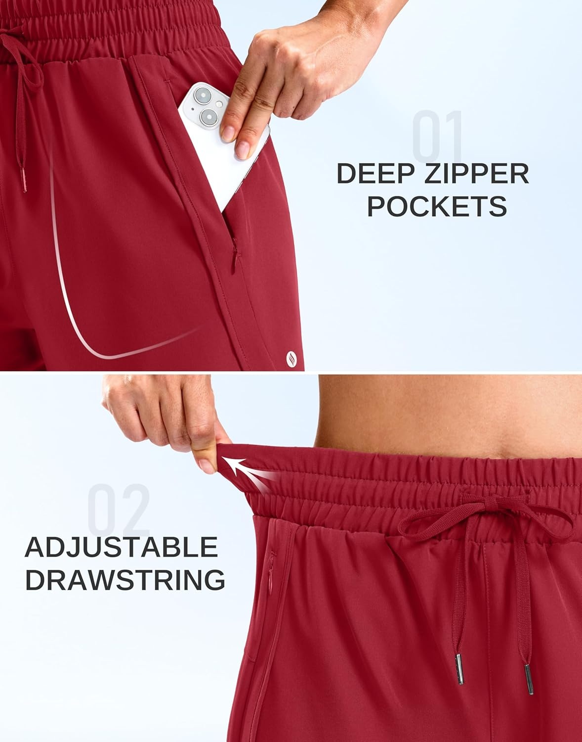 image:imageSANTINY Womens 5 Running Shorts with 2 Zipper Pockets Lightweight Quick Dry Gym Workout Athletic Shorts for WomenRed