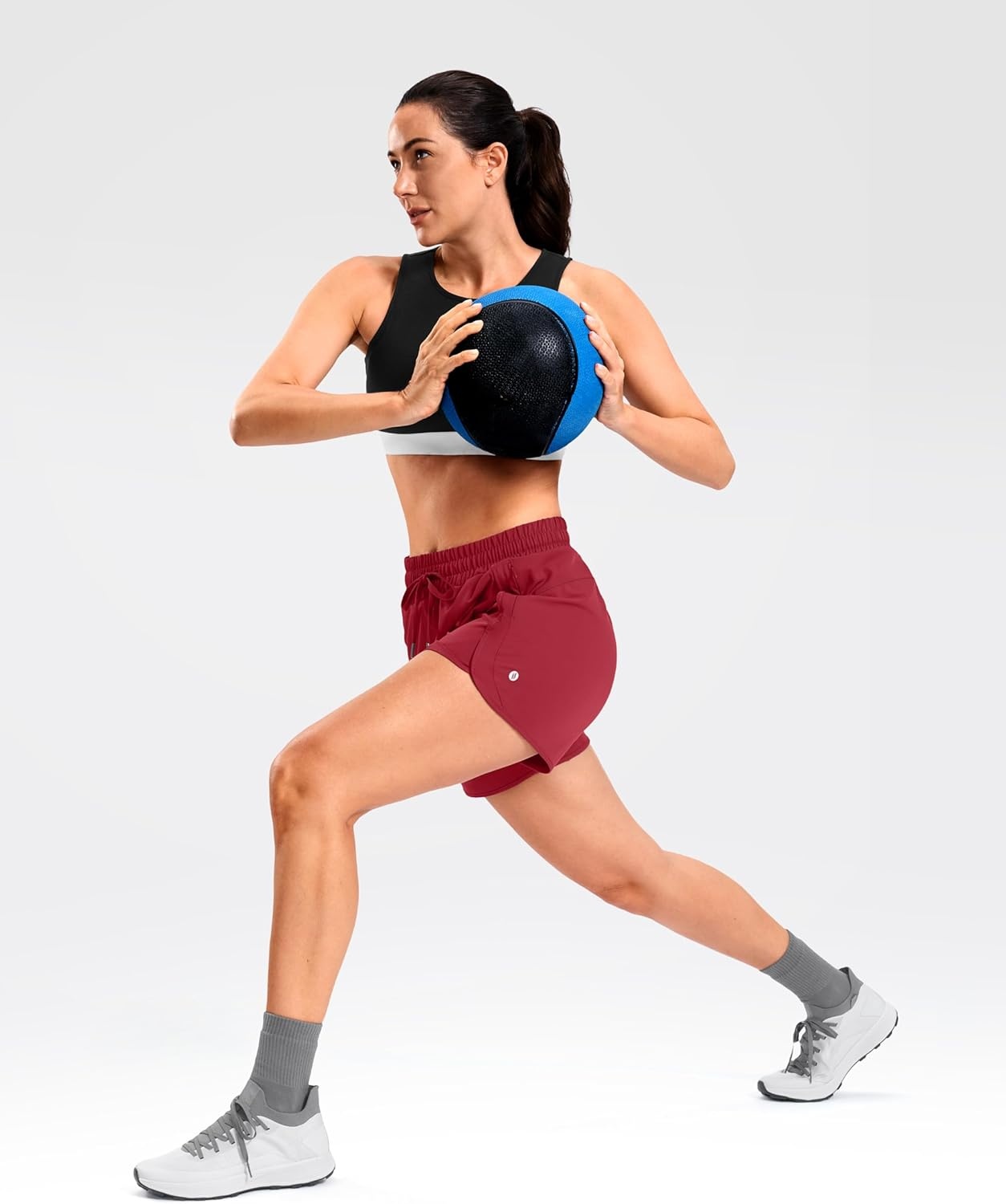 image:imageSANTINY Womens 5 Running Shorts with 2 Zipper Pockets Lightweight Quick Dry Gym Workout Athletic Shorts for WomenRed