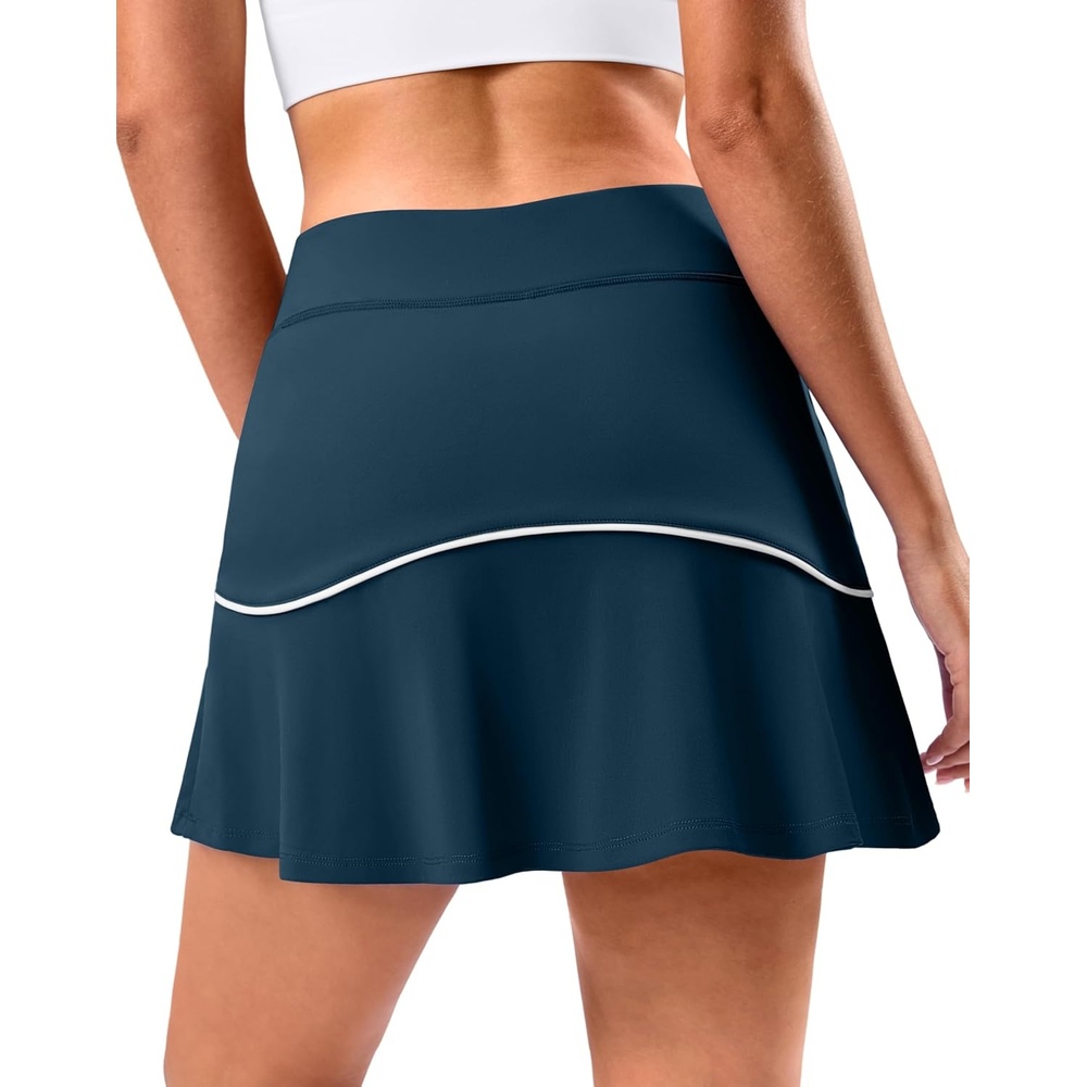 image:imageSANTINY Tennis Skirts for Women Pleated Athletic Skirt with 2 Pockets Stretchy Shorts Causal Pickleball Golf SkortIndigo