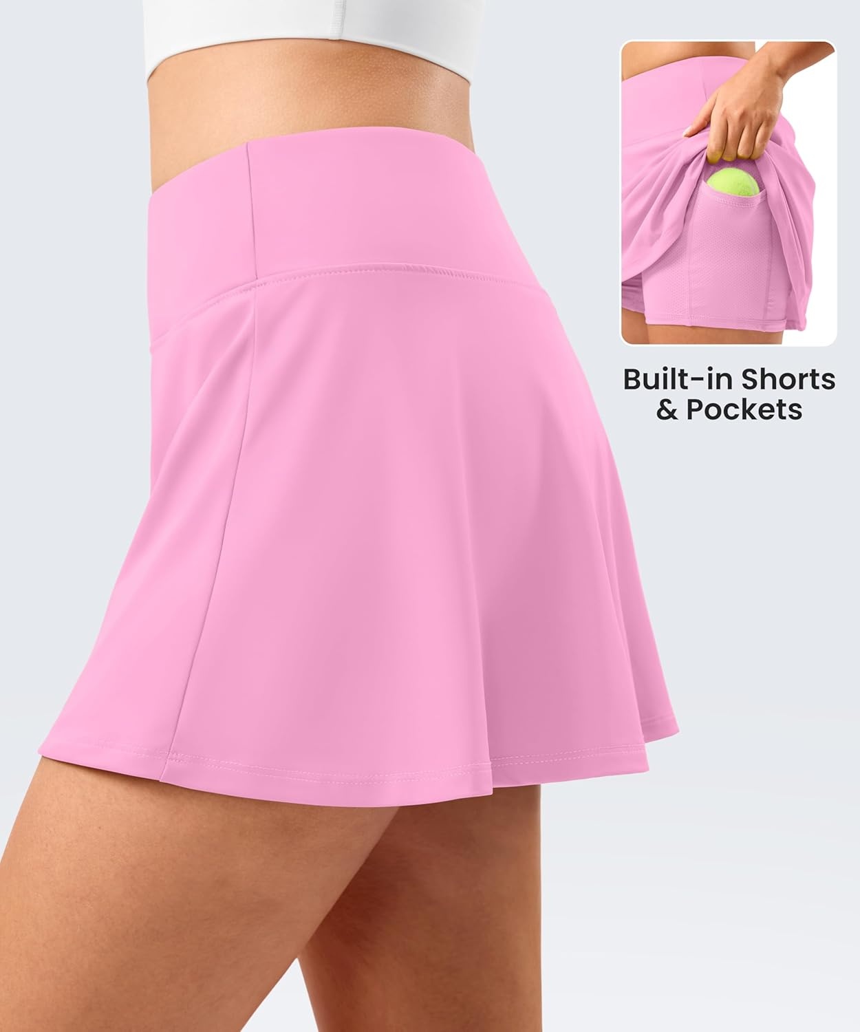 image:imageSANTINY 135 Skorts for Women Pleated Tennis Golf Skirts Mini High Waisted Stretch Athletic Skorts Pockets for PickballPink