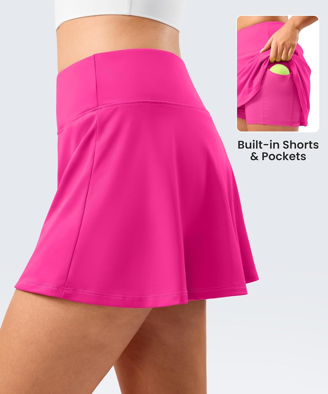 image:imageSANTINY 135 Skorts for Women Pleated Tennis Golf Skirts Mini High Waisted Stretch Athletic Skorts Pockets for PickballRose