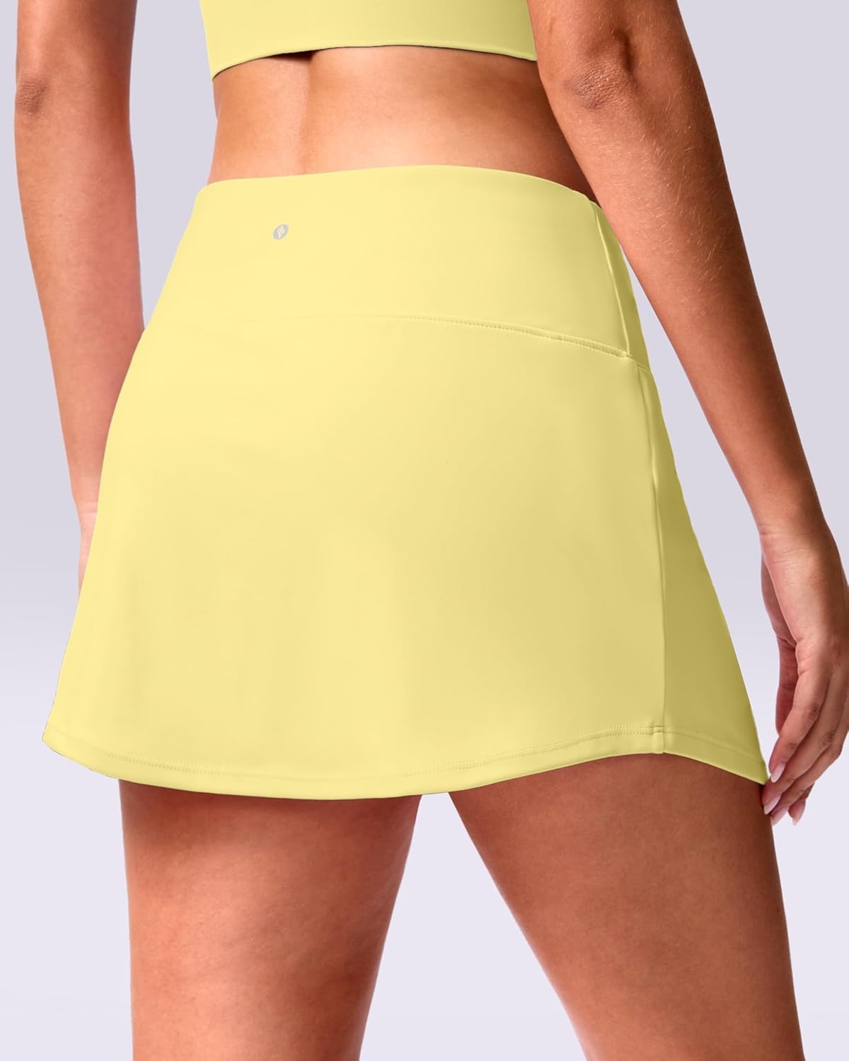 image:imageSANTINY 14 Skorts for Women Tennis Golf Skirt A Line Curved Hem High Waisted Athletic Mini Skirt with 2 Inner PocketsBrilliant Yellow