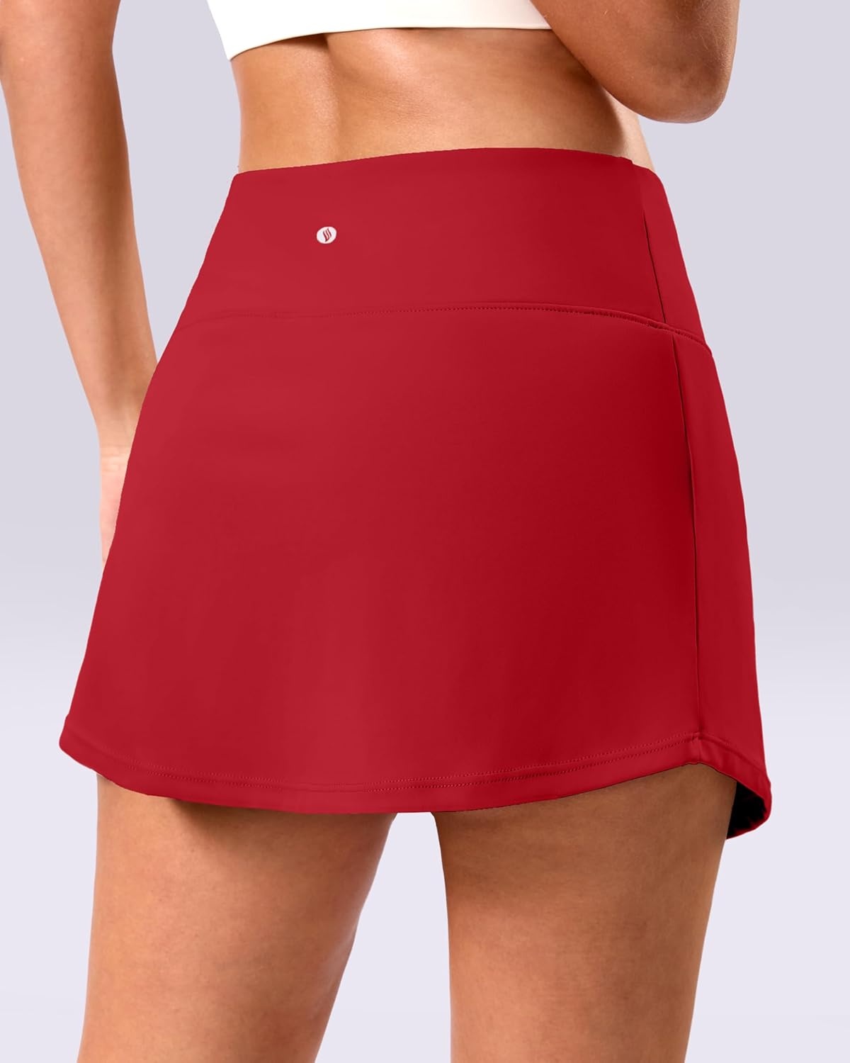 image:imageSANTINY 14 Skorts for Women Tennis Golf Skirt A Line Curved Hem High Waisted Athletic Mini Skirt with 2 Inner PocketsRed