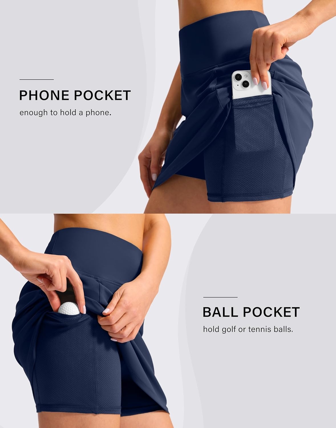 image:imageSANTINY 16 Skorts for Woman with 4 Side Pockets High Waisted Stretch Pickleball Athletic Skirts Casual Tennis Golf SkirtsNavy
