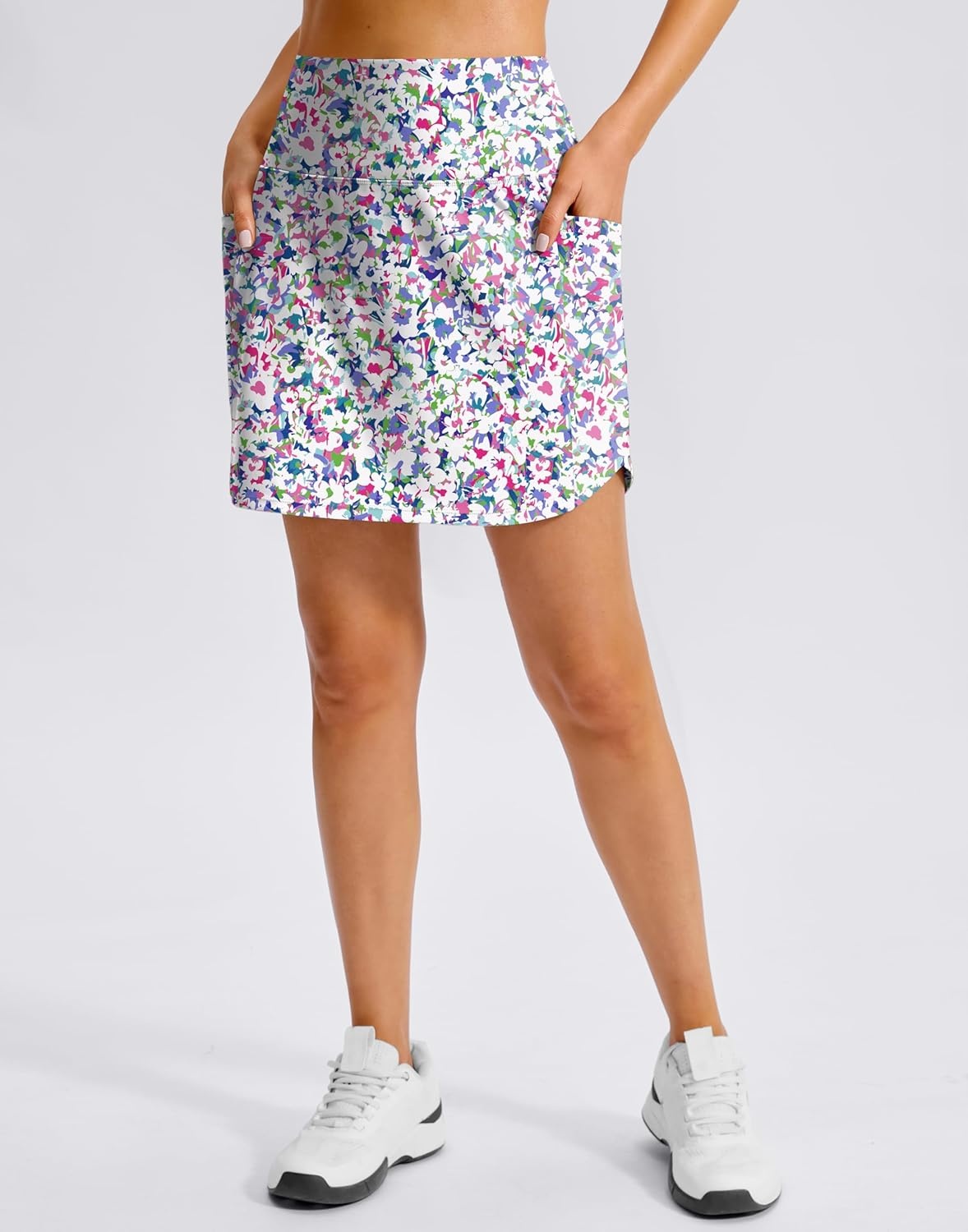 image:imageSANTINY 16 Skorts for Woman with 4 Side Pockets High Waisted Stretch Pickleball Athletic Skirts Casual Tennis Golf SkirtsPattern Flowers