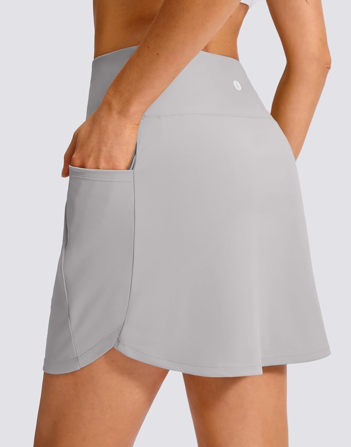 image:imageSANTINY 16 Skorts for Woman with 4 Side Pockets High Waisted Stretch Pickleball Athletic Skirts Casual Tennis Golf SkirtsSilver Grey