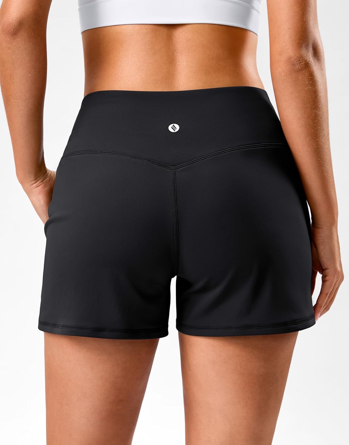 image:imageSANTINY 35 Linerless Shorts for Women High Waisted Athletic Running Shorts with Pockets for Wokrout Tennis LoungeBlack