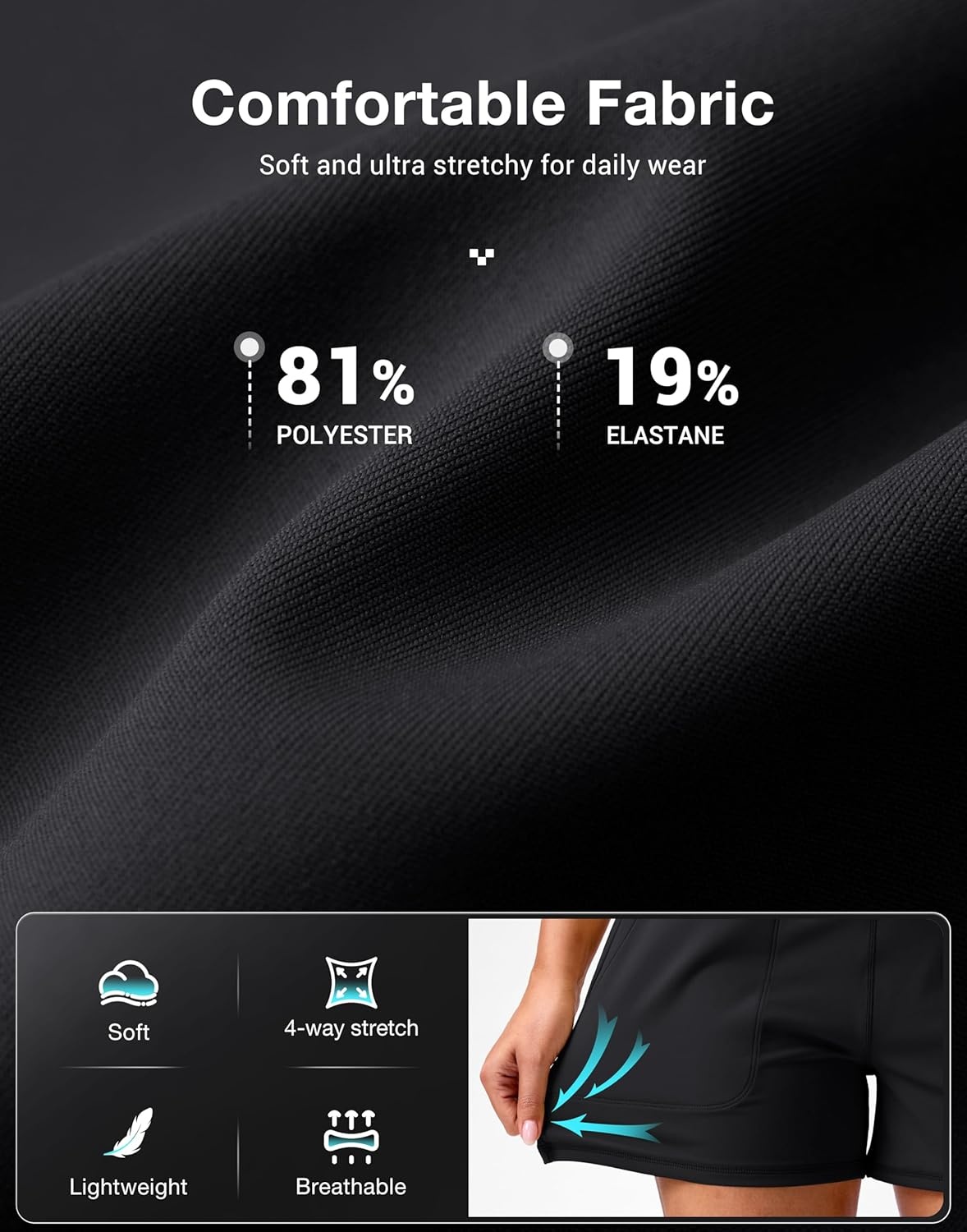image:imageSANTINY 35 Linerless Shorts for Women High Waisted Athletic Running Shorts with Pockets for Wokrout Tennis LoungeBlack