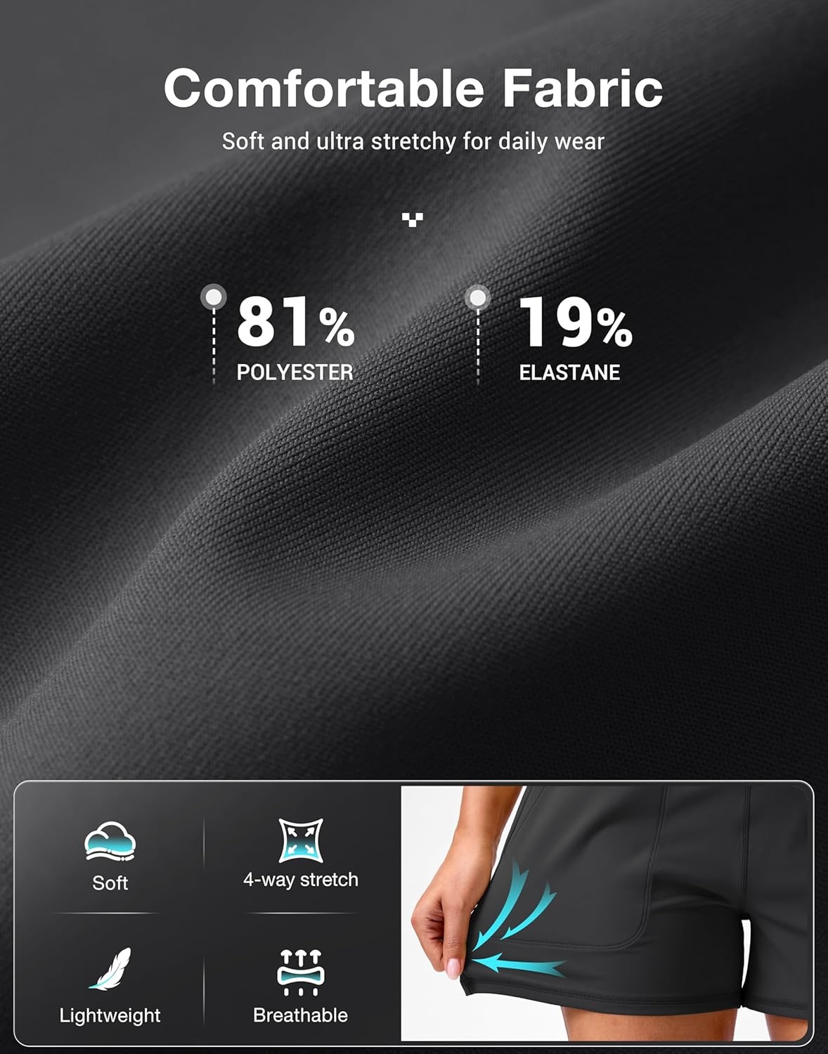 image:imageSANTINY 35 Linerless Shorts for Women High Waisted Athletic Running Shorts with Pockets for Wokrout Tennis LoungeDark Grey