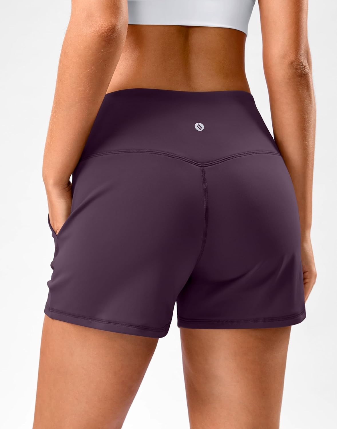 image:imageSANTINY 35 Linerless Shorts for Women High Waisted Athletic Running Shorts with Pockets for Wokrout Tennis LoungeDark Purple