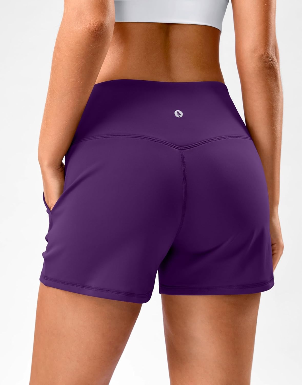 image:imageSANTINY 35 Linerless Shorts for Women High Waisted Athletic Running Shorts with Pockets for Wokrout Tennis LoungeDeep Purple
