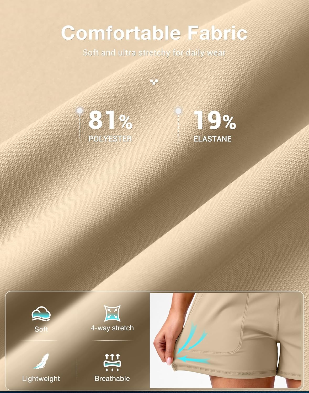 image:imageSANTINY 35 Linerless Shorts for Women High Waisted Athletic Running Shorts with Pockets for Wokrout Tennis LoungeDusty Khaki