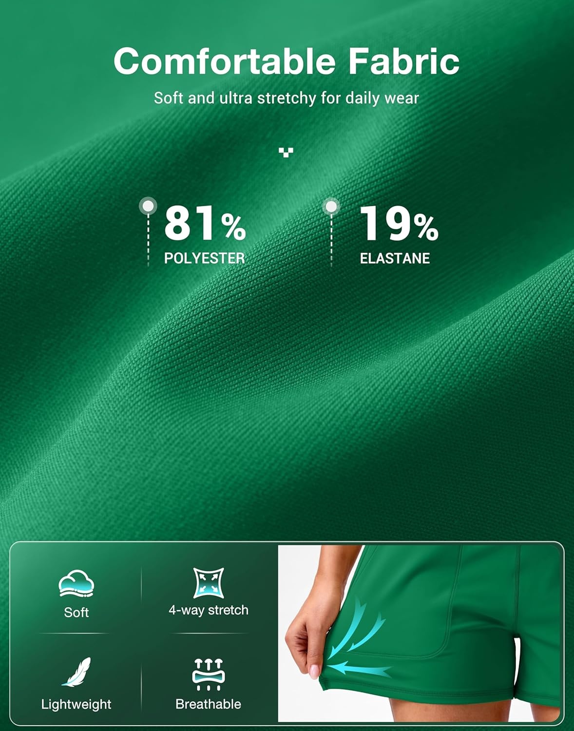 image:imageSANTINY 35 Linerless Shorts for Women High Waisted Athletic Running Shorts with Pockets for Wokrout Tennis LoungeGreen