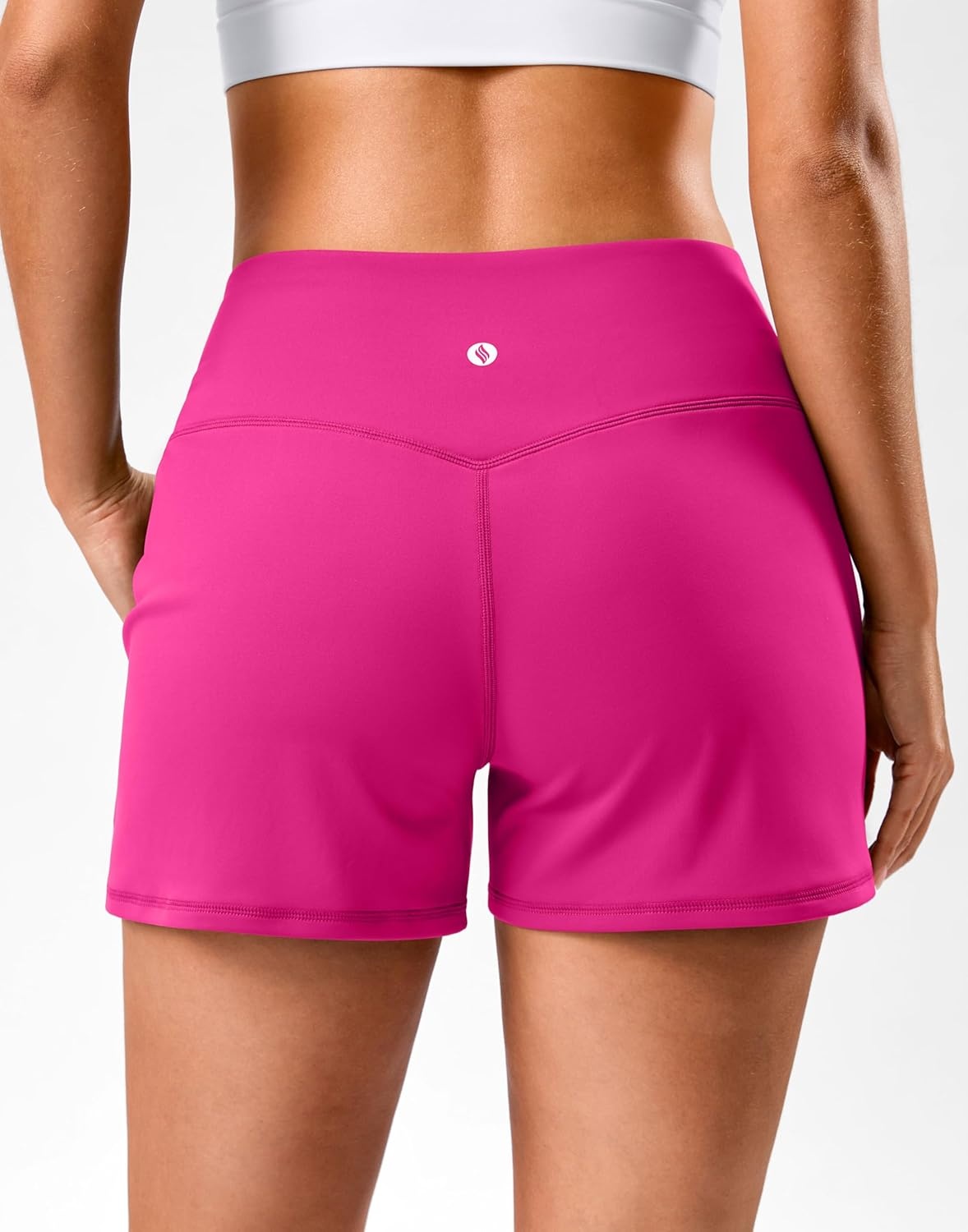image:imageSANTINY 35 Linerless Shorts for Women High Waisted Athletic Running Shorts with Pockets for Wokrout Tennis LoungeHot Pink