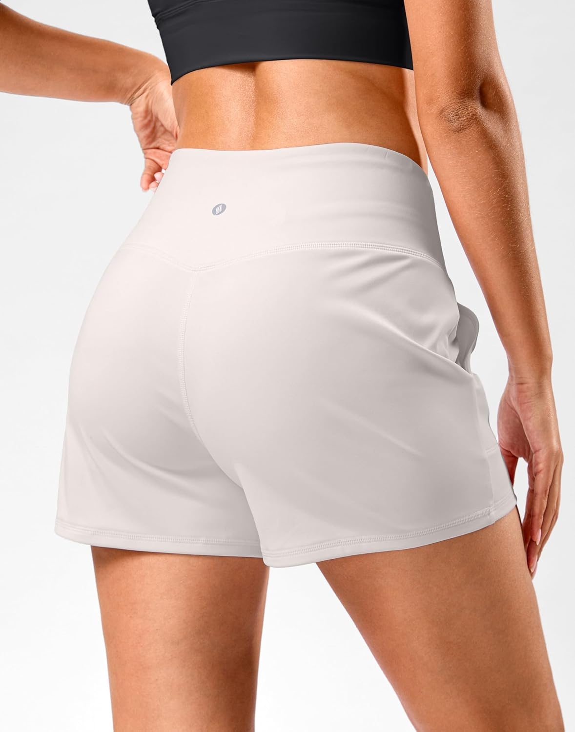image:imageSANTINY 35 Linerless Shorts for Women High Waisted Athletic Running Shorts with Pockets for Wokrout Tennis LoungeLight Grey