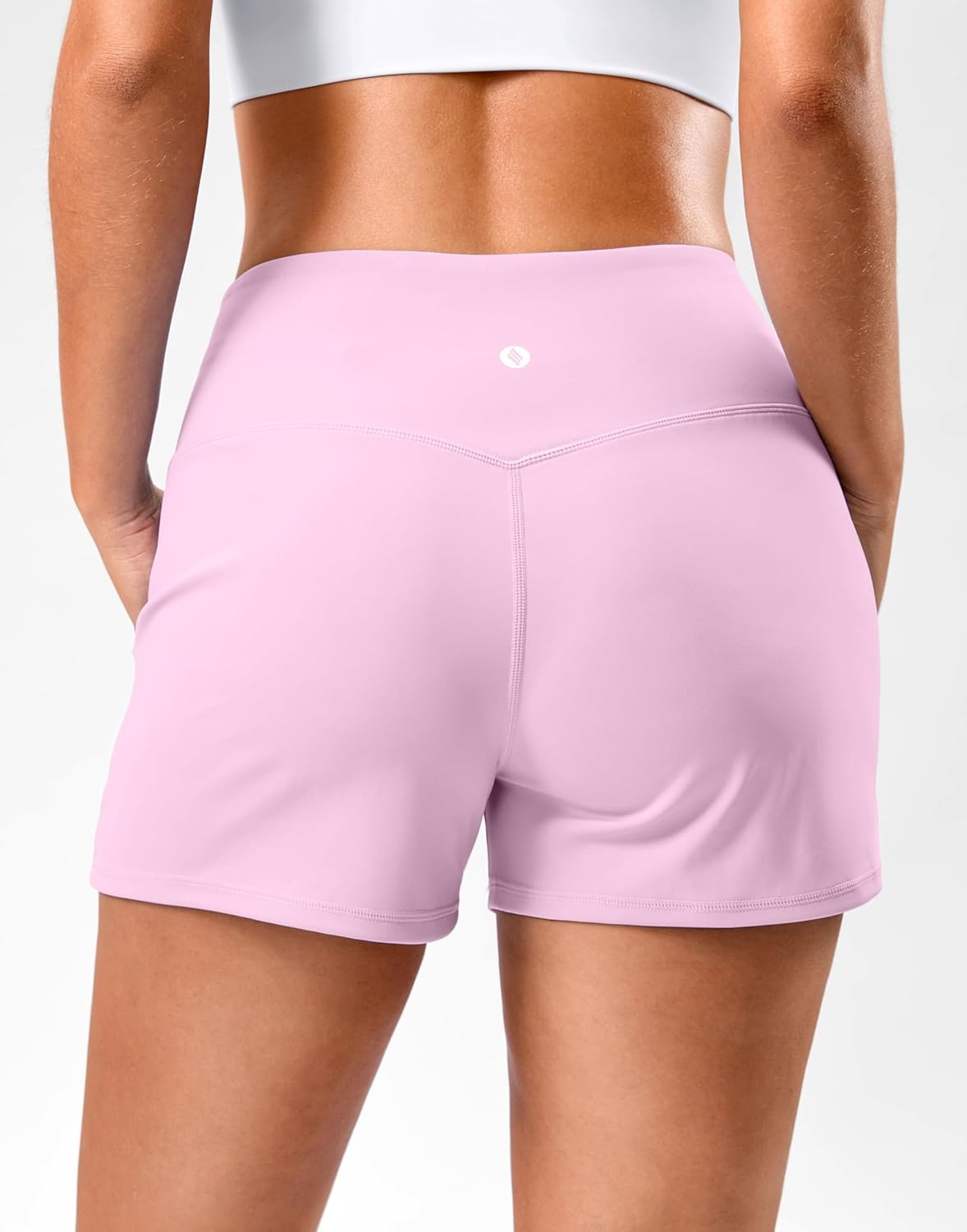 image:imageSANTINY 35 Linerless Shorts for Women High Waisted Athletic Running Shorts with Pockets for Wokrout Tennis LoungeLight Pink