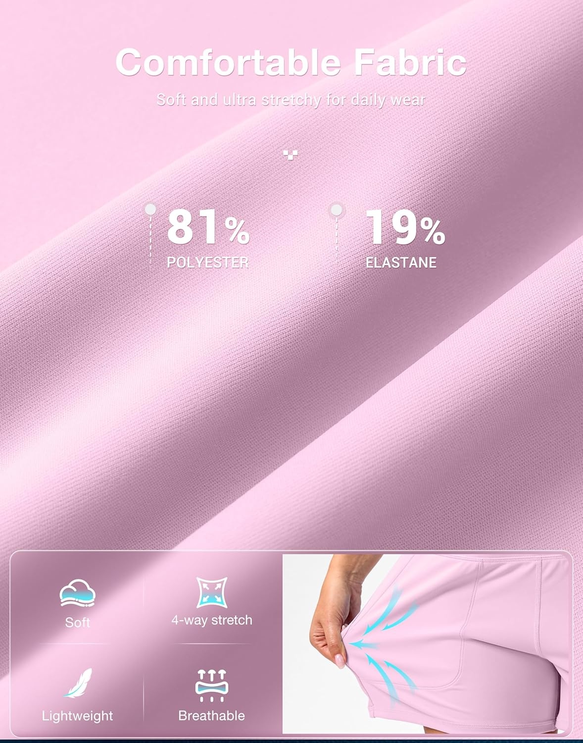 image:imageSANTINY 35 Linerless Shorts for Women High Waisted Athletic Running Shorts with Pockets for Wokrout Tennis LoungeLight Pink