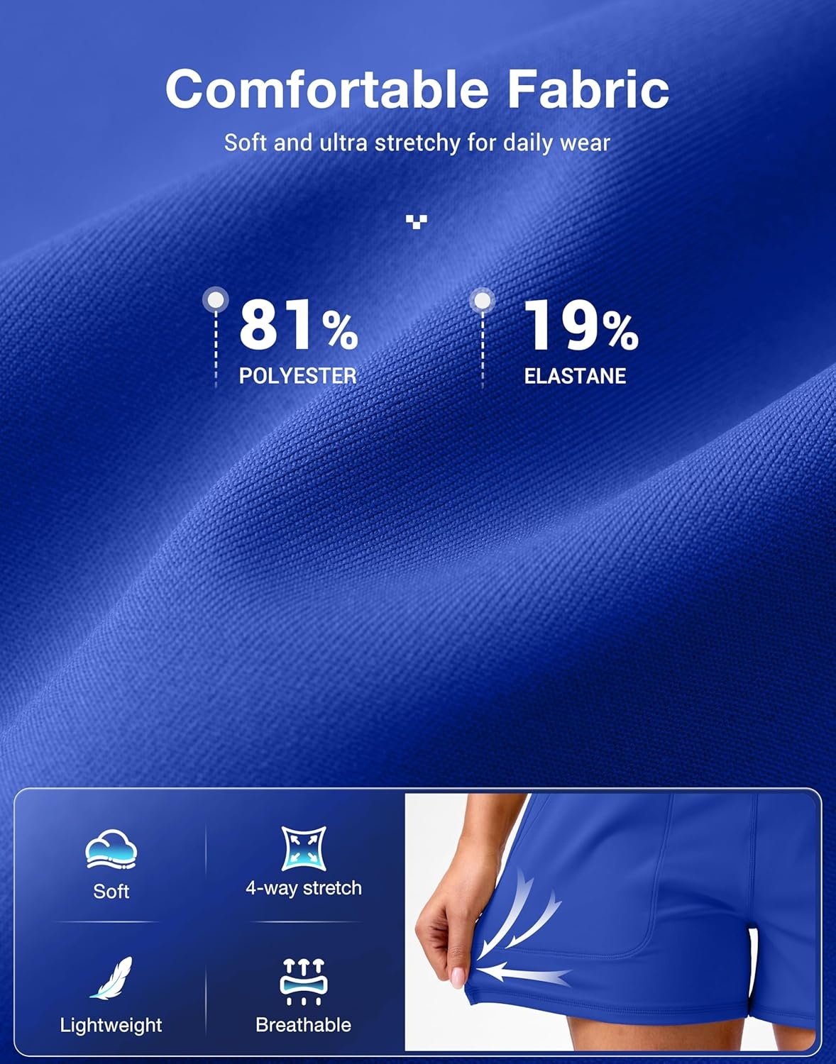 image:imageSANTINY 35 Linerless Shorts for Women High Waisted Athletic Running Shorts with Pockets for Wokrout Tennis LoungeRoyal Blue