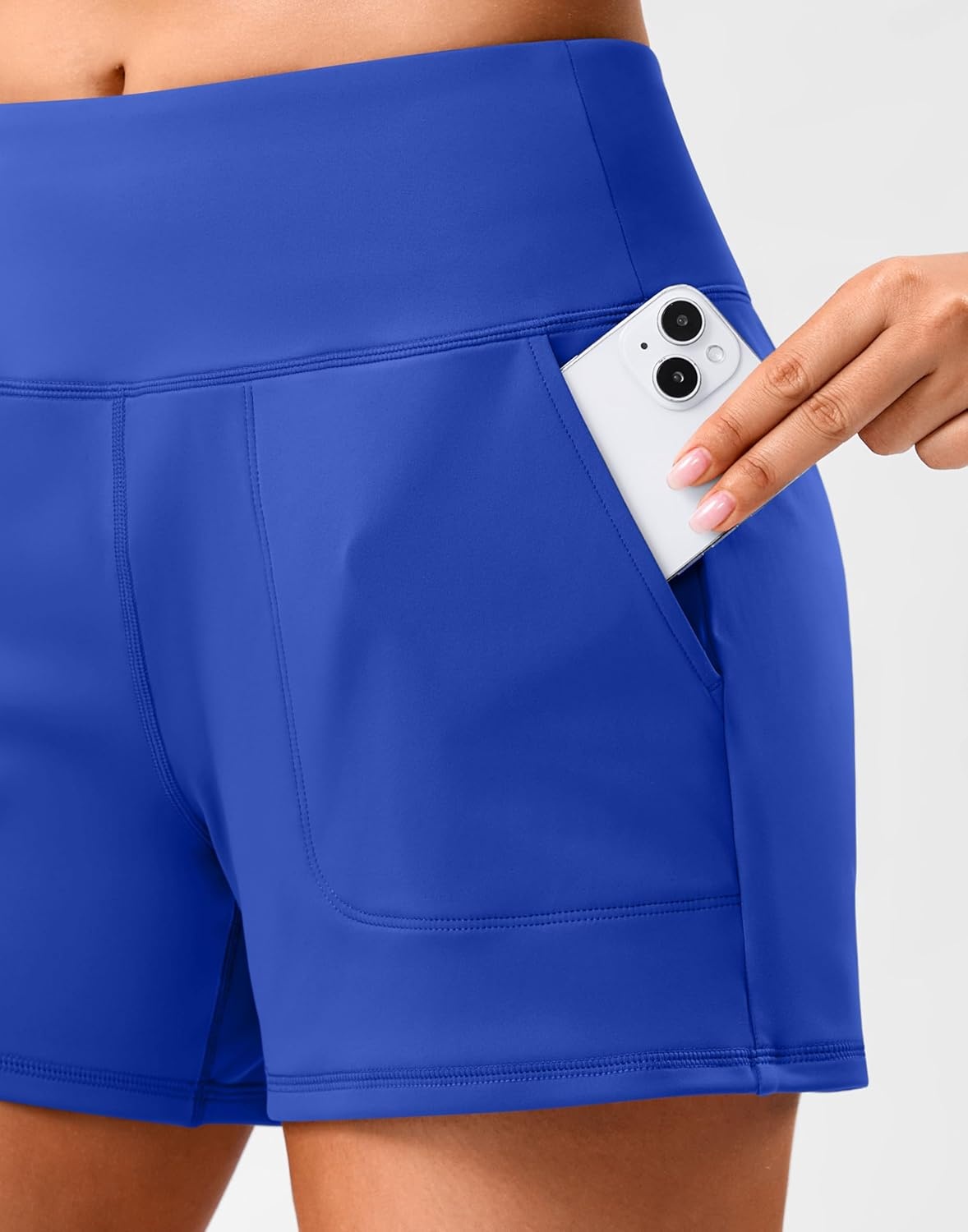 image:imageSANTINY 35 Linerless Shorts for Women High Waisted Athletic Running Shorts with Pockets for Wokrout Tennis LoungeRoyal Blue