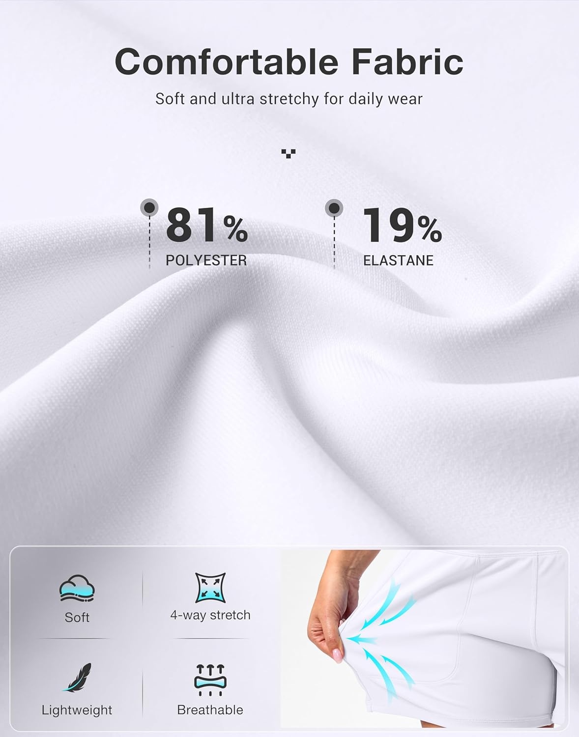 image:imageSANTINY 35 Linerless Shorts for Women High Waisted Athletic Running Shorts with Pockets for Wokrout Tennis LoungeWhite