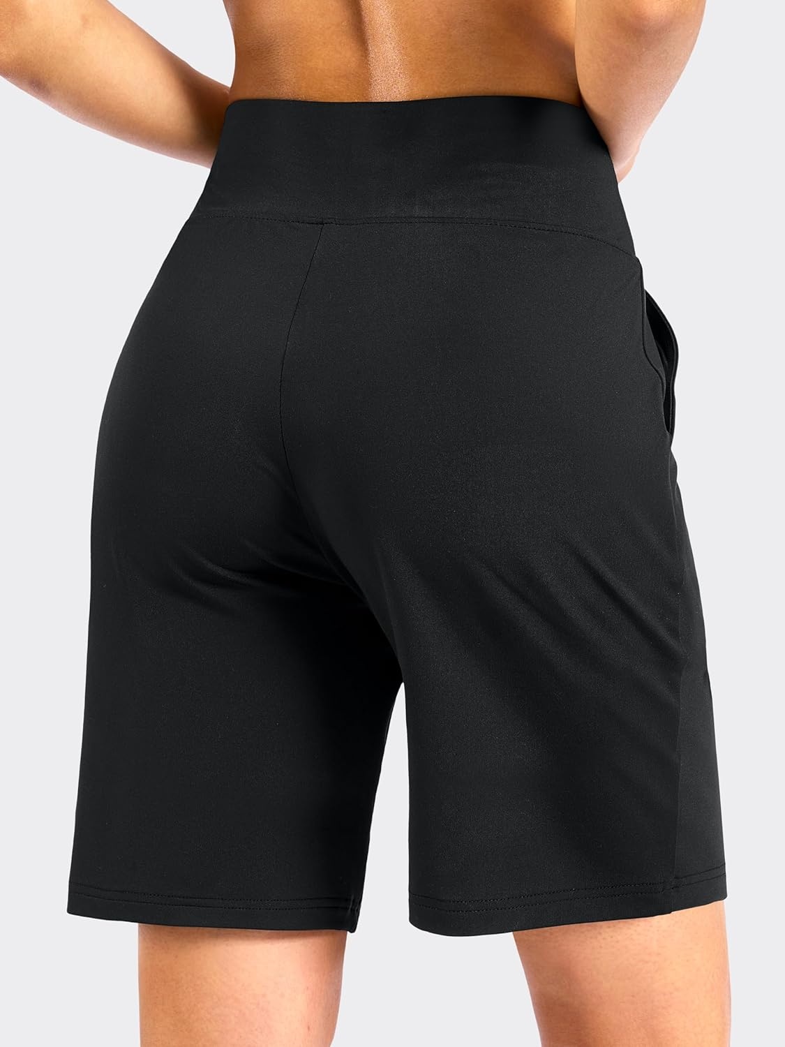 image:imageSANTINY Womens 79 Bermuda Long Shorts Lightweight High Waisted Walking Casual Running Workout Athletic Short with PocketsBlack