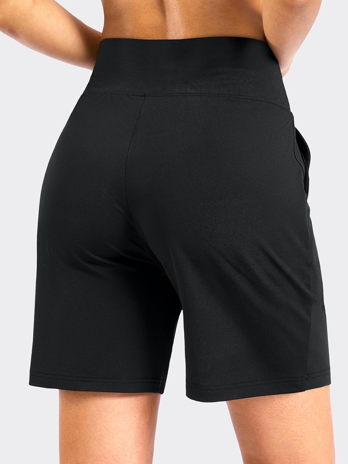 image:imageSANTINY Womens 79 Bermuda Long Shorts Lightweight High Waisted Walking Casual Running Workout Athletic Short with PocketsBlack