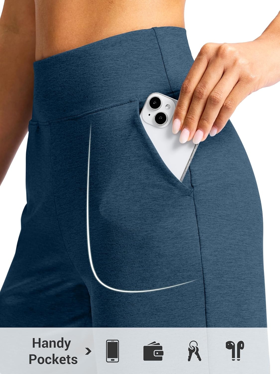 image:imageSANTINY Womens 79 Bermuda Long Shorts Lightweight High Waisted Walking Casual Running Workout Athletic Short with PocketsBlue