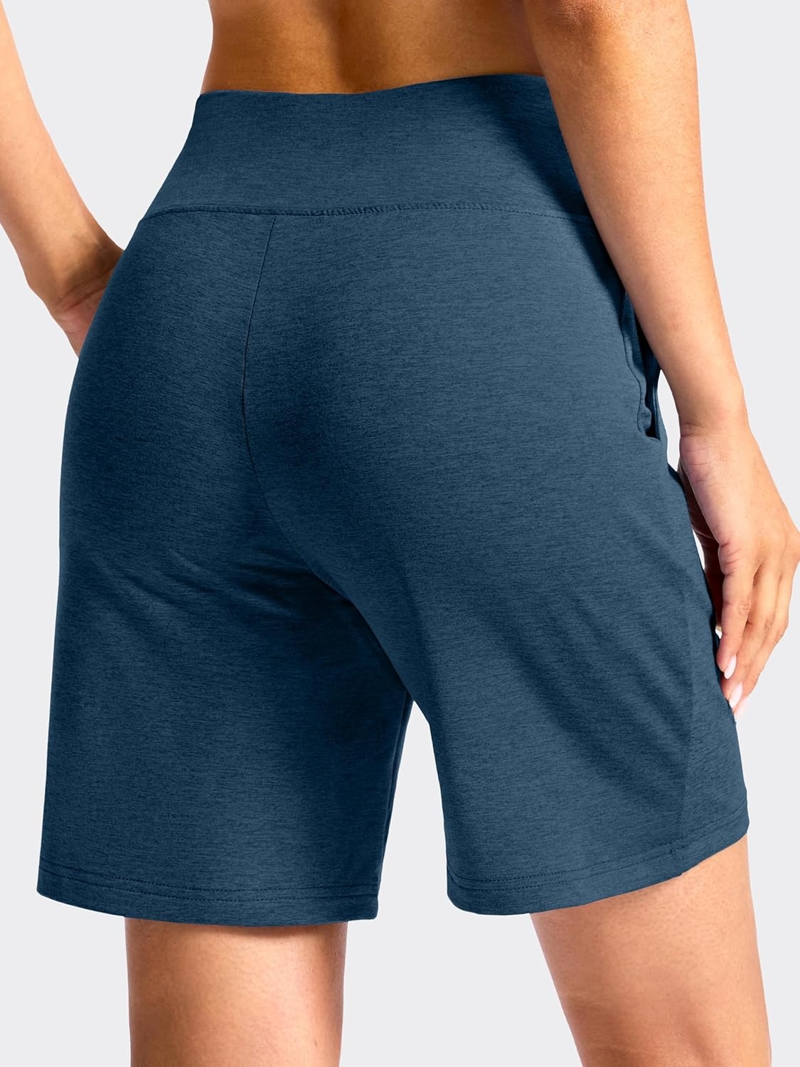 image:imageSANTINY Womens 79 Bermuda Long Shorts Lightweight High Waisted Walking Casual Running Workout Athletic Short with PocketsBlue