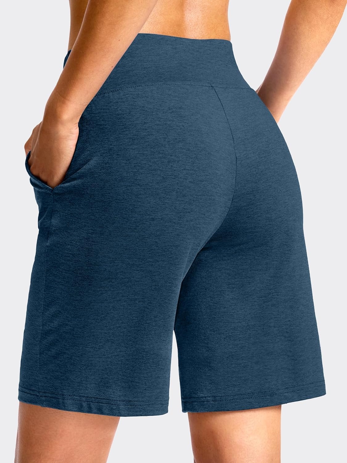 image:imageSANTINY Womens 79 Bermuda Long Shorts Lightweight High Waisted Walking Casual Running Workout Athletic Short with PocketsBlue