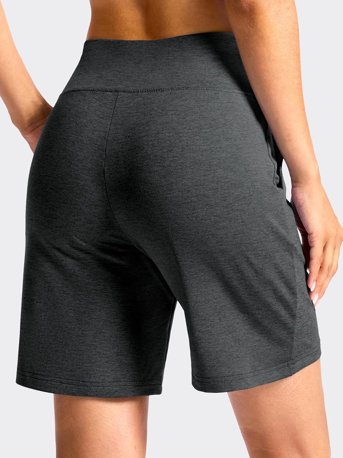 image:imageSANTINY Womens 79 Bermuda Long Shorts Lightweight High Waisted Walking Casual Running Workout Athletic Short with PocketsCharcoal
