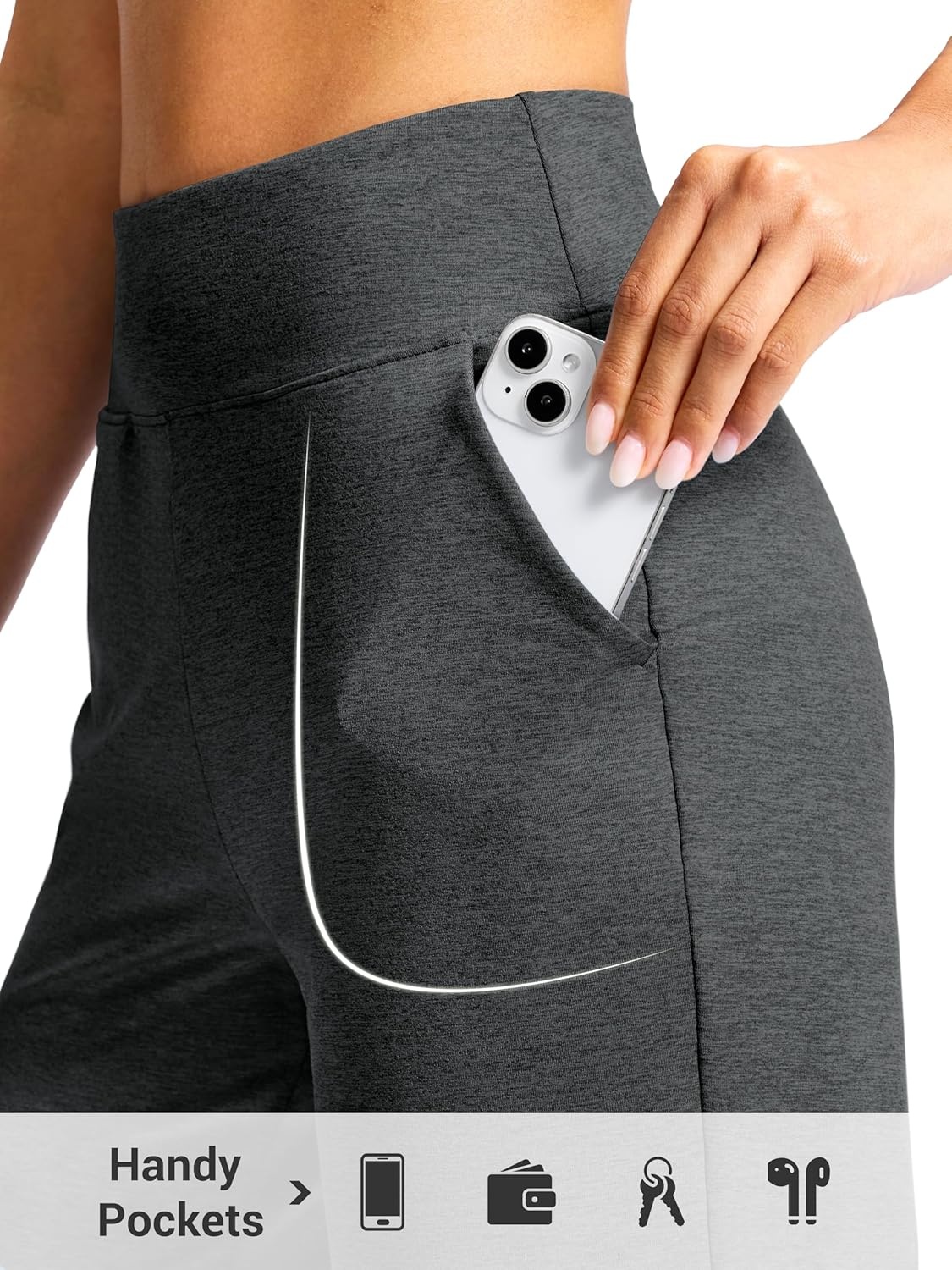 image:imageSANTINY Womens 79 Bermuda Long Shorts Lightweight High Waisted Walking Casual Running Workout Athletic Short with PocketsCharcoal