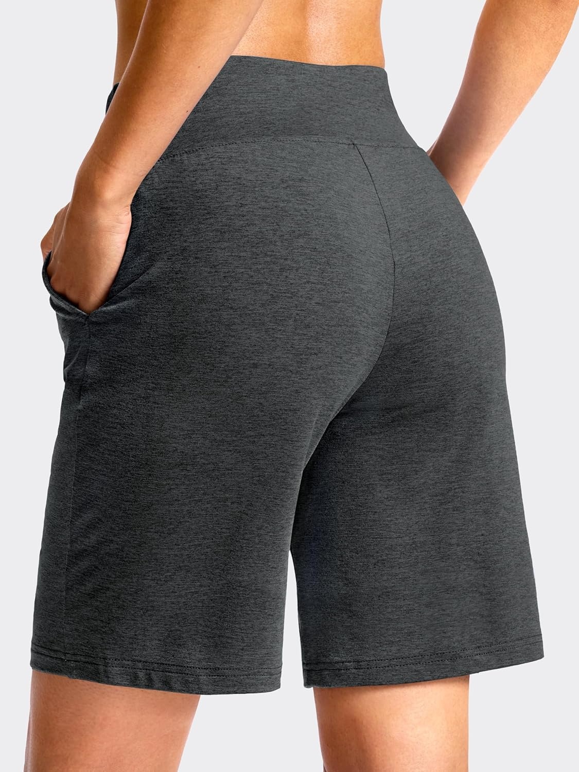 image:imageSANTINY Womens 79 Bermuda Long Shorts Lightweight High Waisted Walking Casual Running Workout Athletic Short with PocketsCharcoal