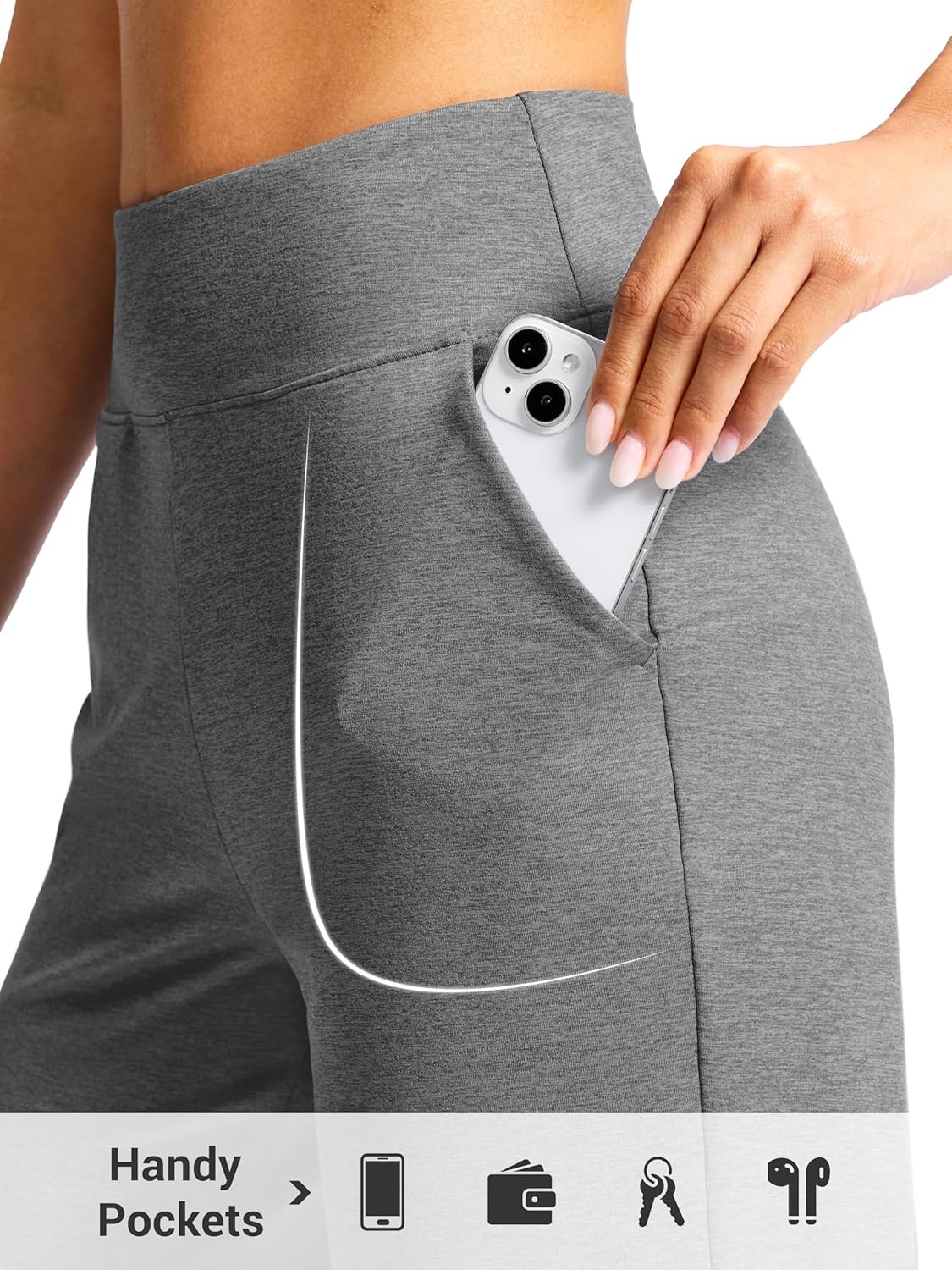 image:imageSANTINY Womens 79 Bermuda Long Shorts Lightweight High Waisted Walking Casual Running Workout Athletic Short with PocketsGrey