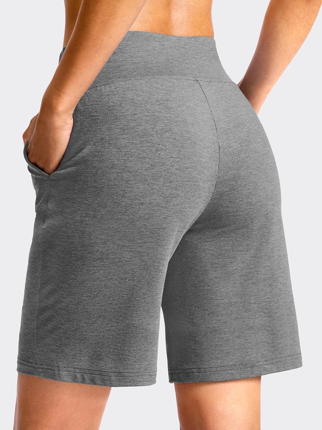 image:imageSANTINY Womens 79 Bermuda Long Shorts Lightweight High Waisted Walking Casual Running Workout Athletic Short with PocketsGrey
