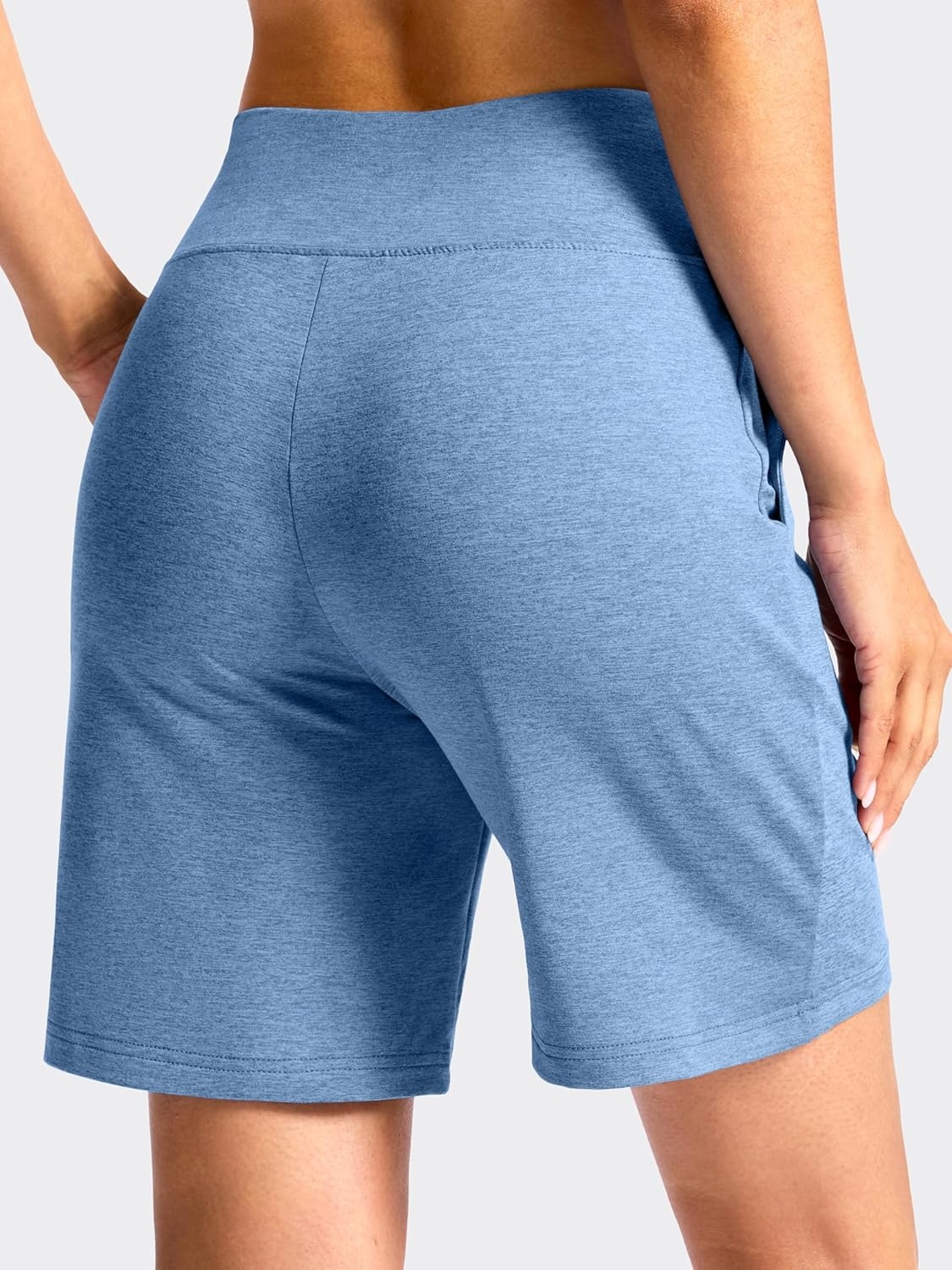 image:imageSANTINY Womens 79 Bermuda Long Shorts Lightweight High Waisted Walking Casual Running Workout Athletic Short with PocketsHaze Blue