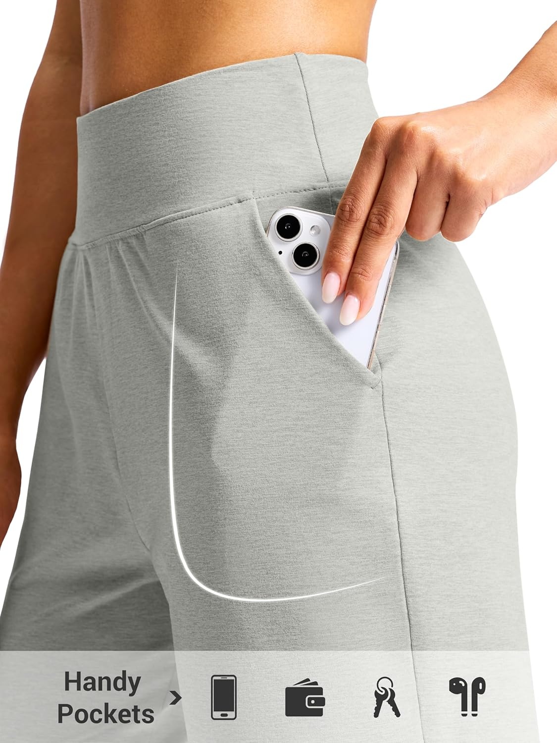 image:imageSANTINY Womens 79 Bermuda Long Shorts Lightweight High Waisted Walking Casual Running Workout Athletic Short with PocketsLight Grey