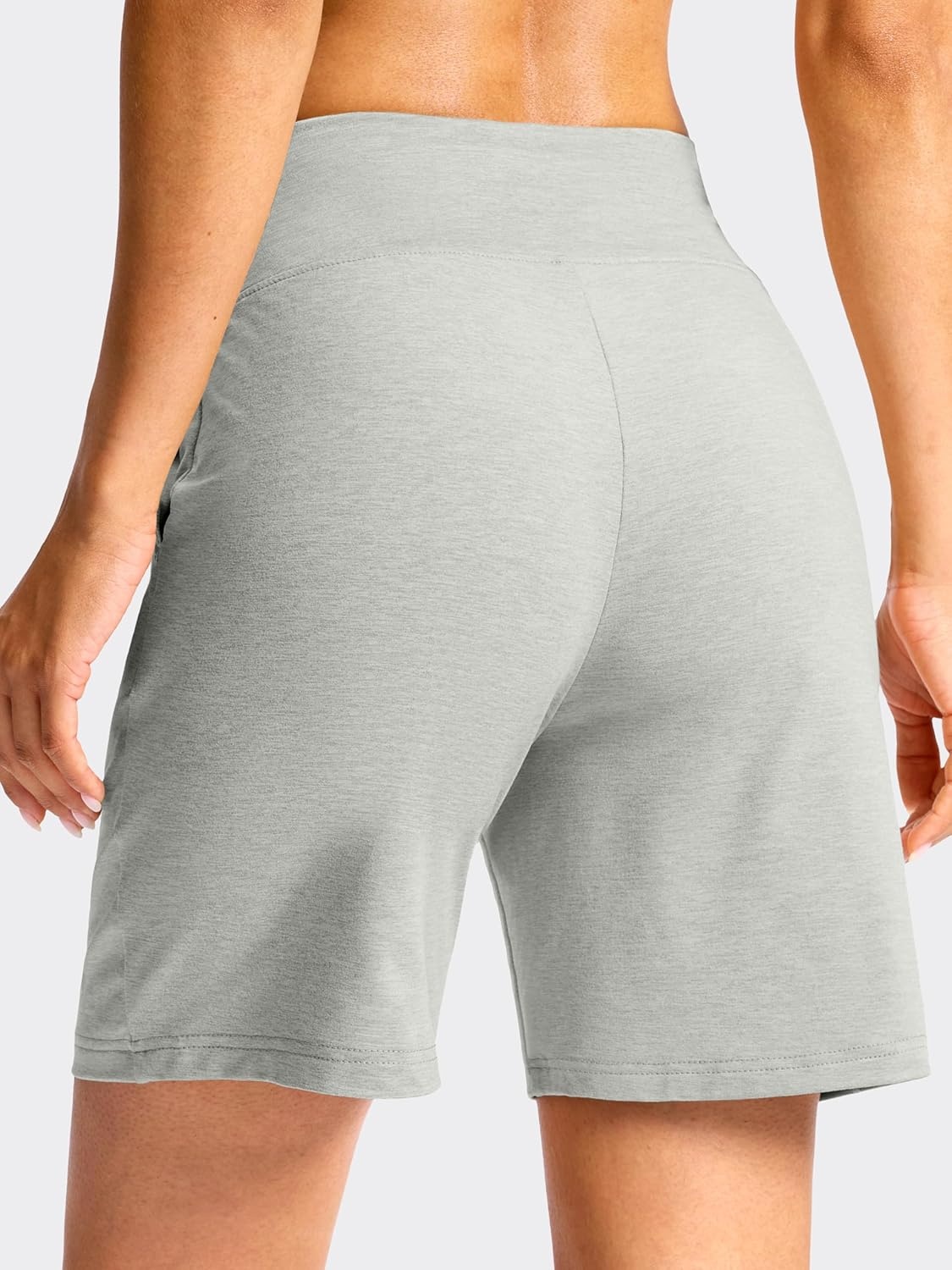 image:imageSANTINY Womens 79 Bermuda Long Shorts Lightweight High Waisted Walking Casual Running Workout Athletic Short with PocketsLight Grey