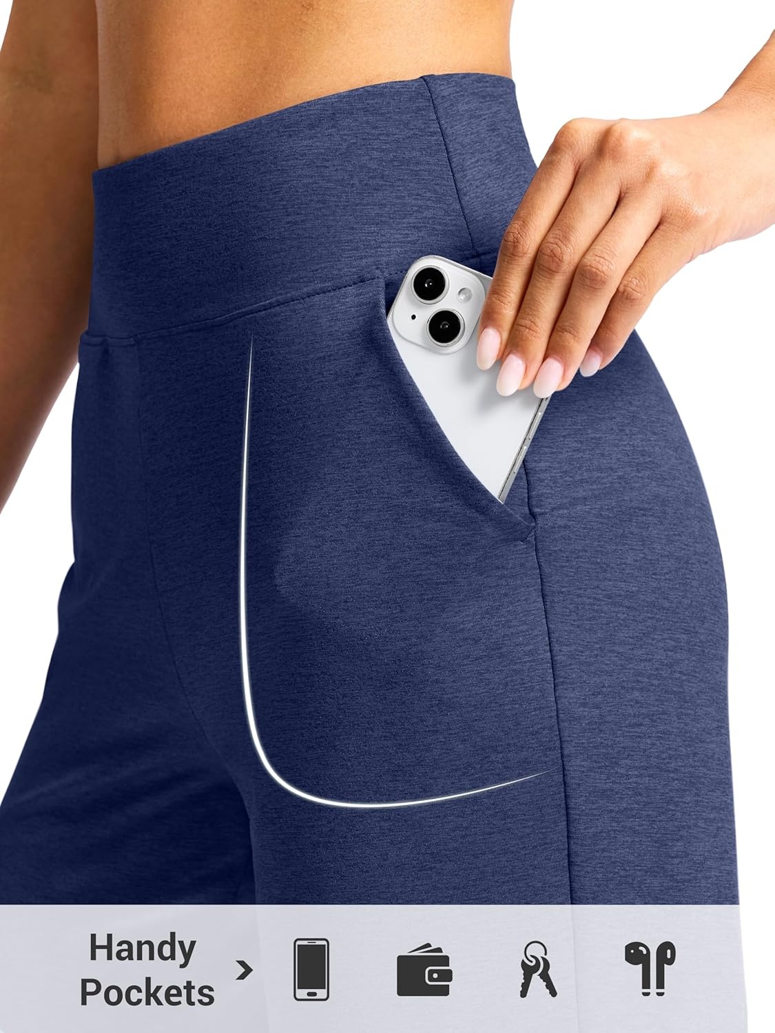 image:imageSANTINY Womens 79 Bermuda Long Shorts Lightweight High Waisted Walking Casual Running Workout Athletic Short with PocketsNavy