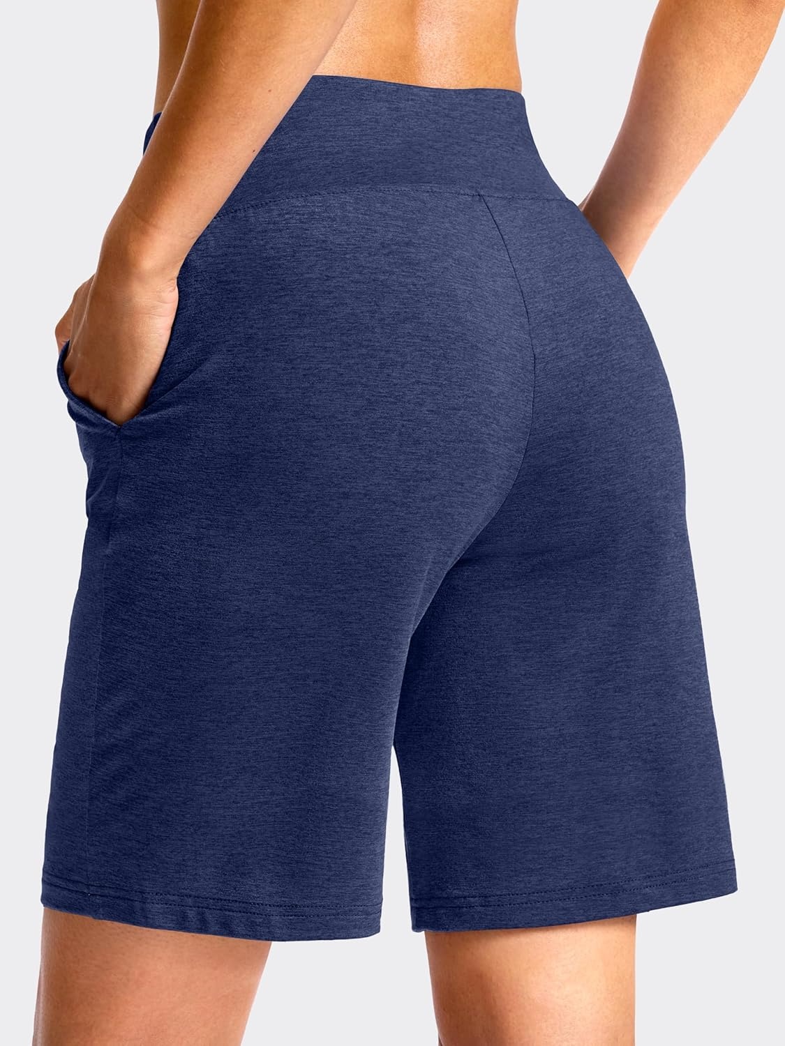 image:imageSANTINY Womens 79 Bermuda Long Shorts Lightweight High Waisted Walking Casual Running Workout Athletic Short with PocketsNavy