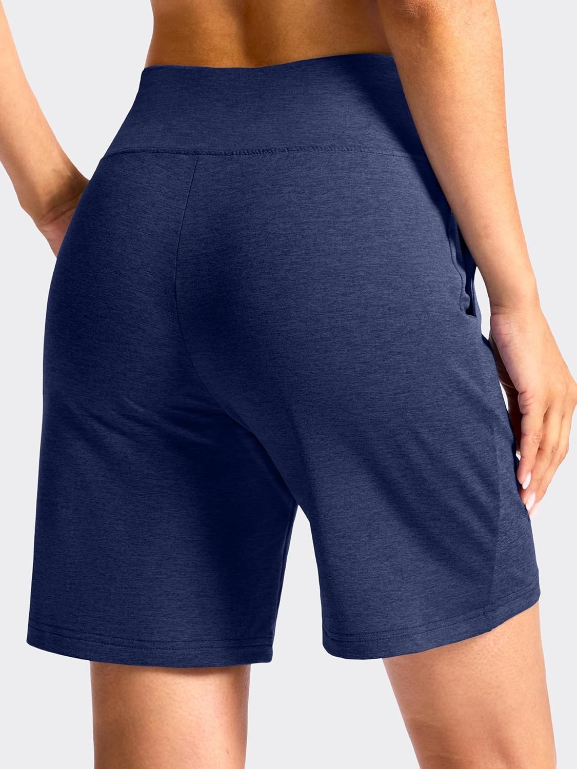 image:imageSANTINY Womens 79 Bermuda Long Shorts Lightweight High Waisted Walking Casual Running Workout Athletic Short with PocketsNavy