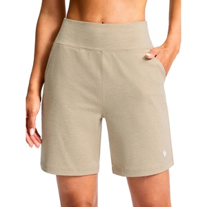 SANTINY Women’s 7″/9″ Bermuda Long Shorts Lightweight High Waisted Walking Casual Running Workout Athletic Short with Pockets(Khaki)
