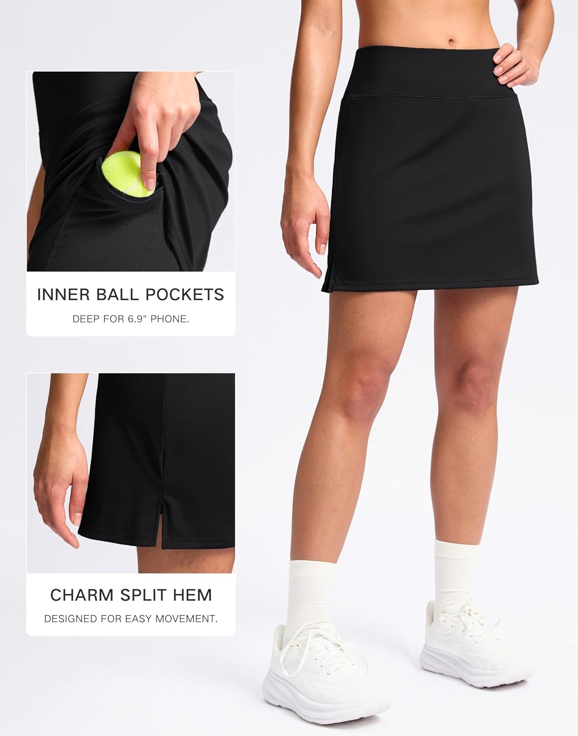 image:imageSANTINY 16 Skorts for Women with 2 Pockets High Waisted A Line Pickleball Golf Skort Casual Athletic Tennis SkirtBlack